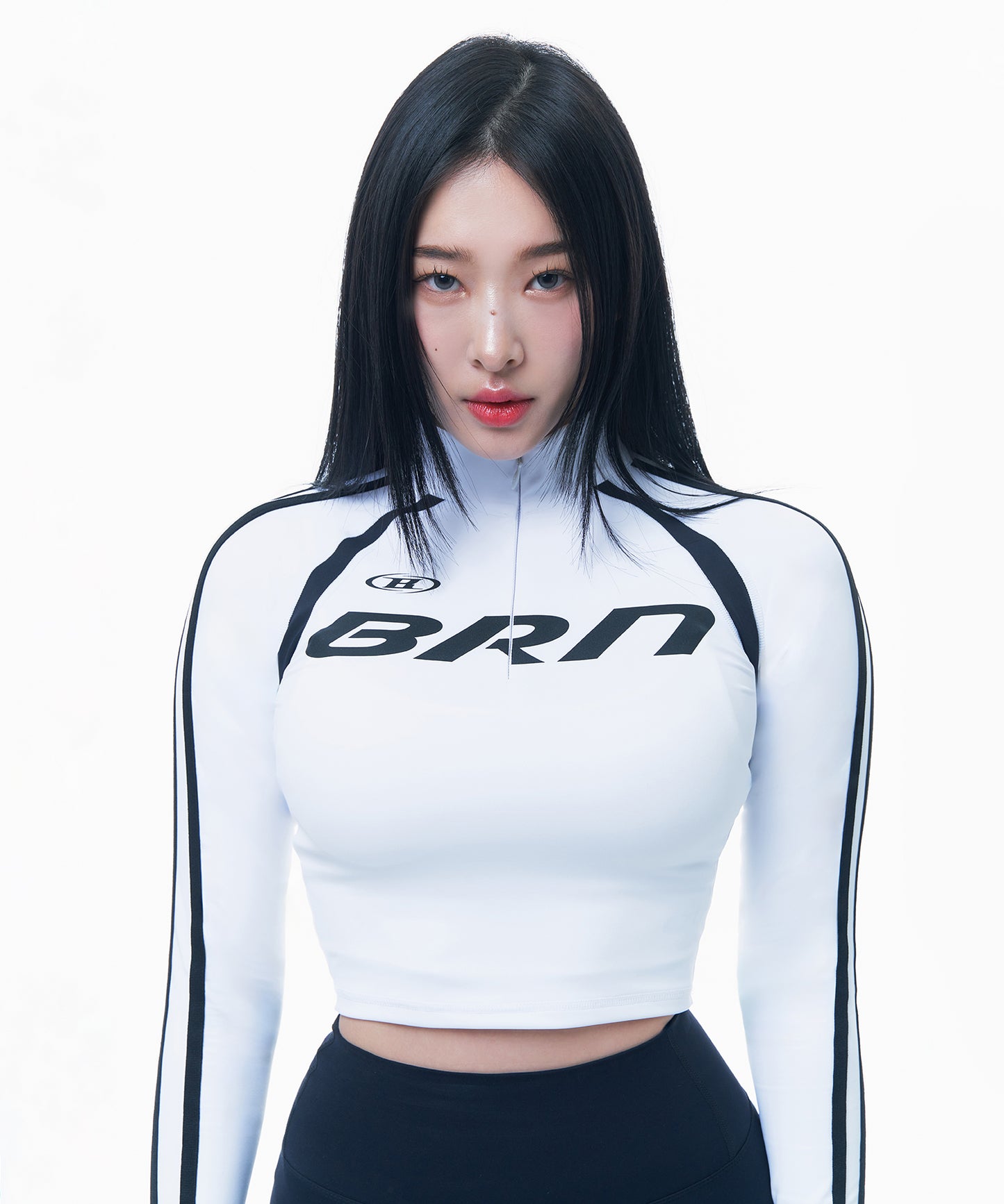 BRN SLIM HALF ZIP-UP LONGSLEEVE [WHITE]