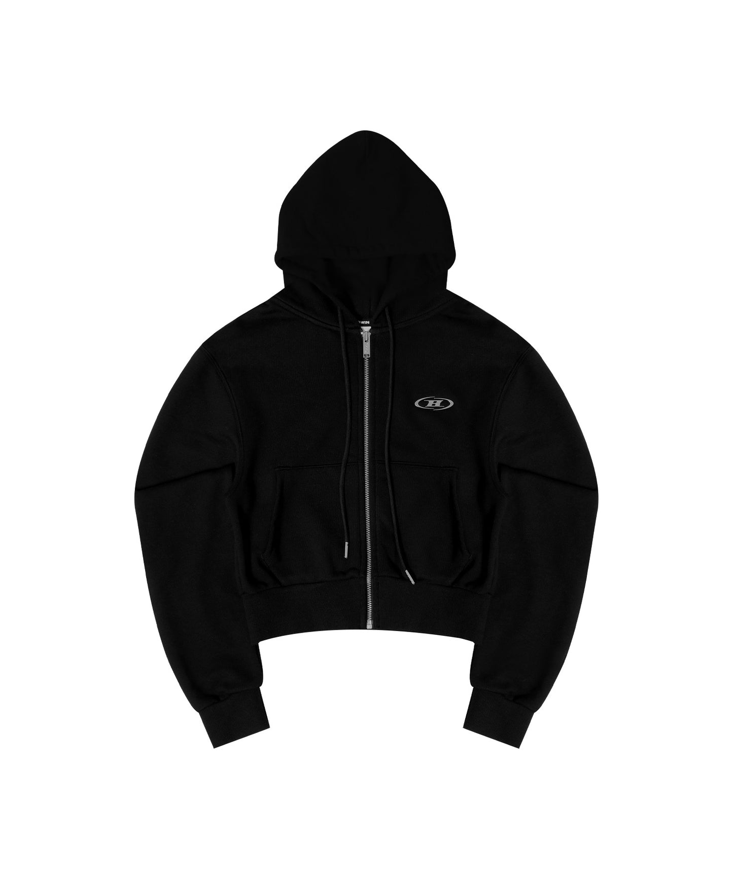 CHROME B CROP ZIP-UP HOODIE [BLACK]