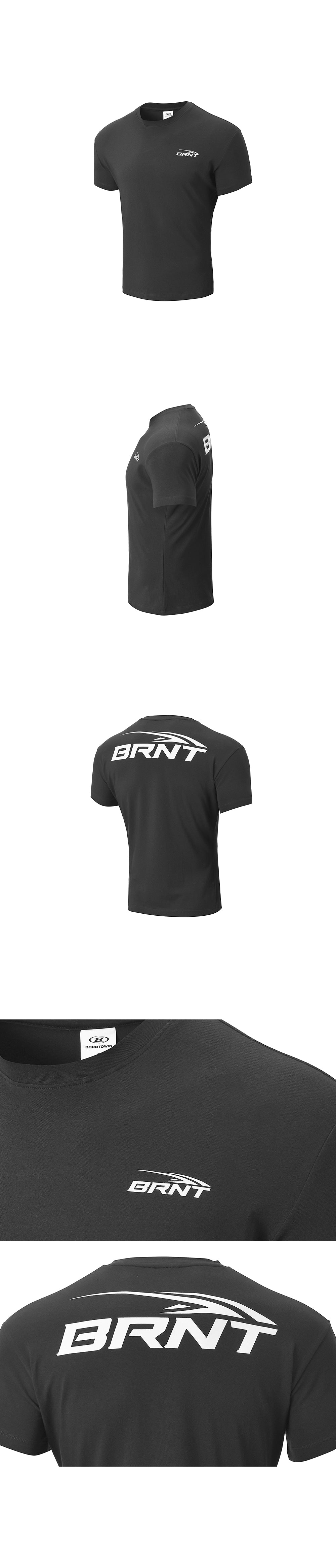 BRNT BACK LOGO MUSCLE FIT T-SHIRTS [CHARCOAL]