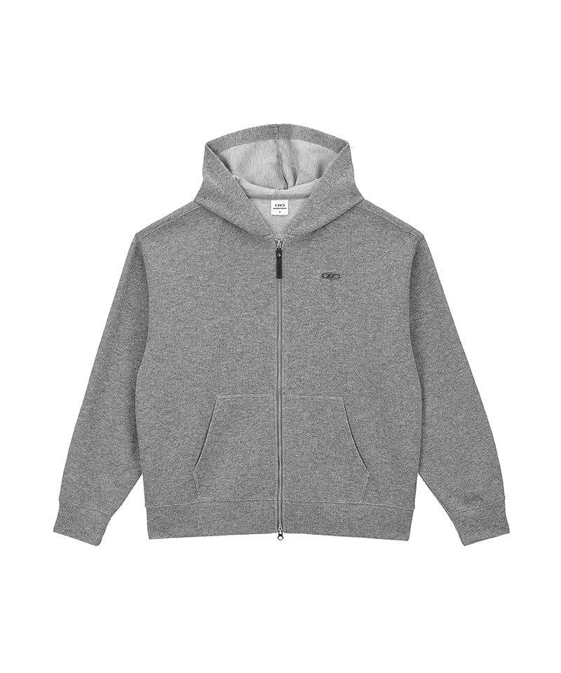KNIT LIKE HOODIE ZIP UP [MELANGE GREY]