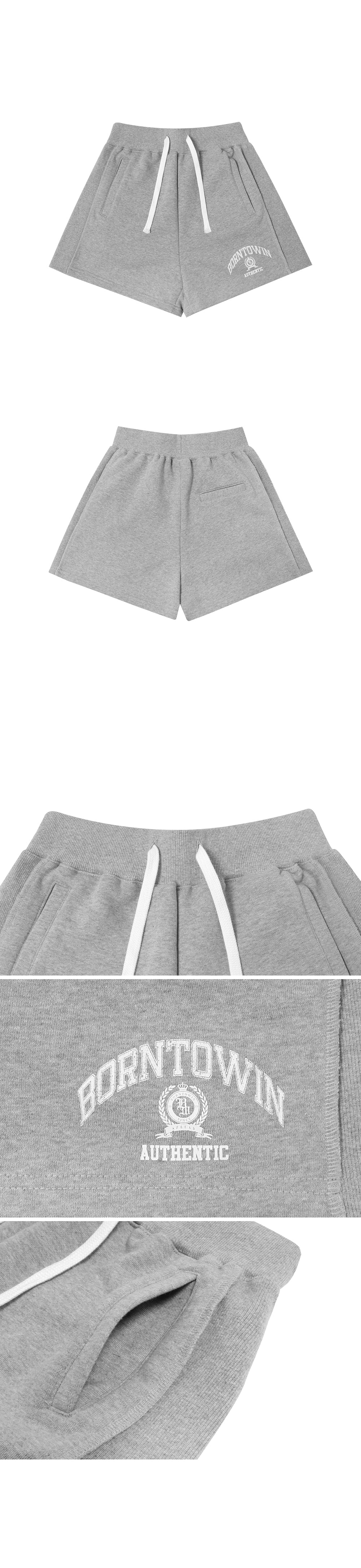 SIDE RIBBED EMBLEM SHORTS [MELANGE GREY]