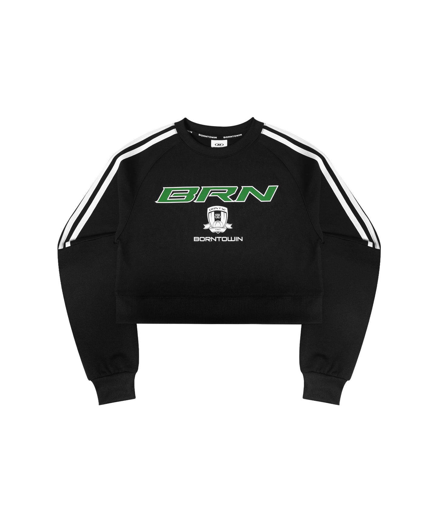 BRN TRACK LINE JERSEY CROP SWEATSHIRTS [BLACK]