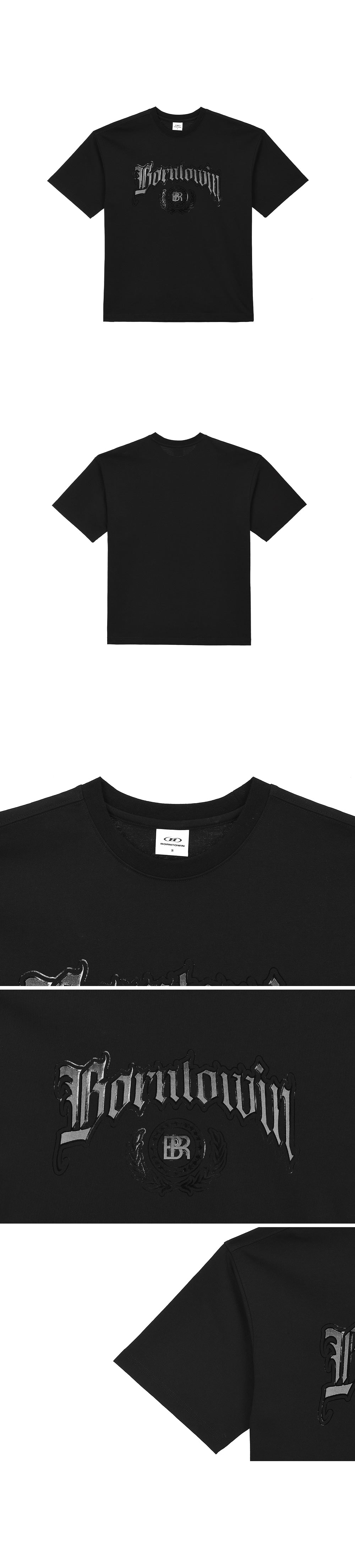 EMBLEM LOGO SEMI OVER FIT T-SHIRTS [BLACK]