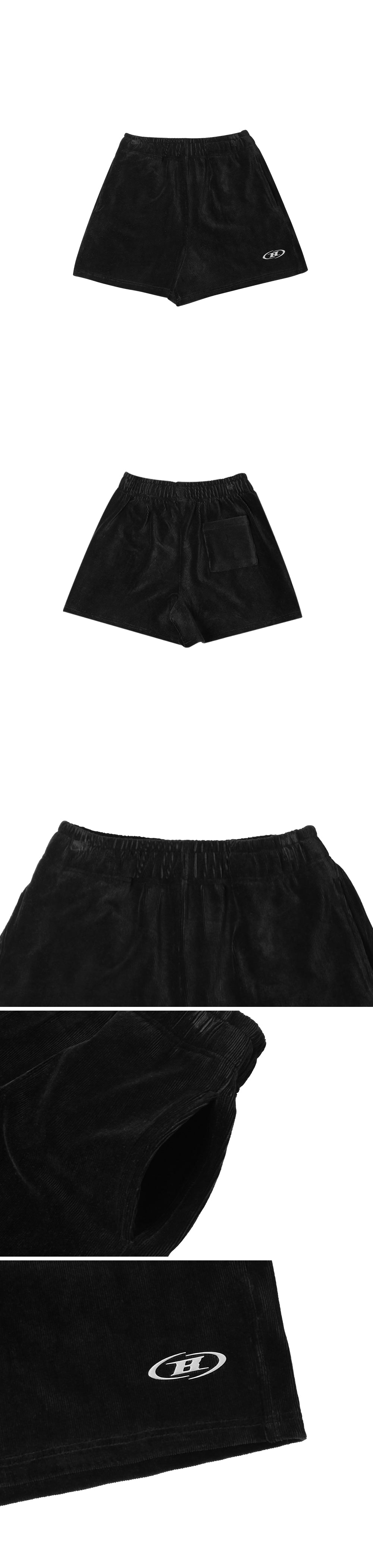 B CHROME VELOUR SHORTS [BLACK]