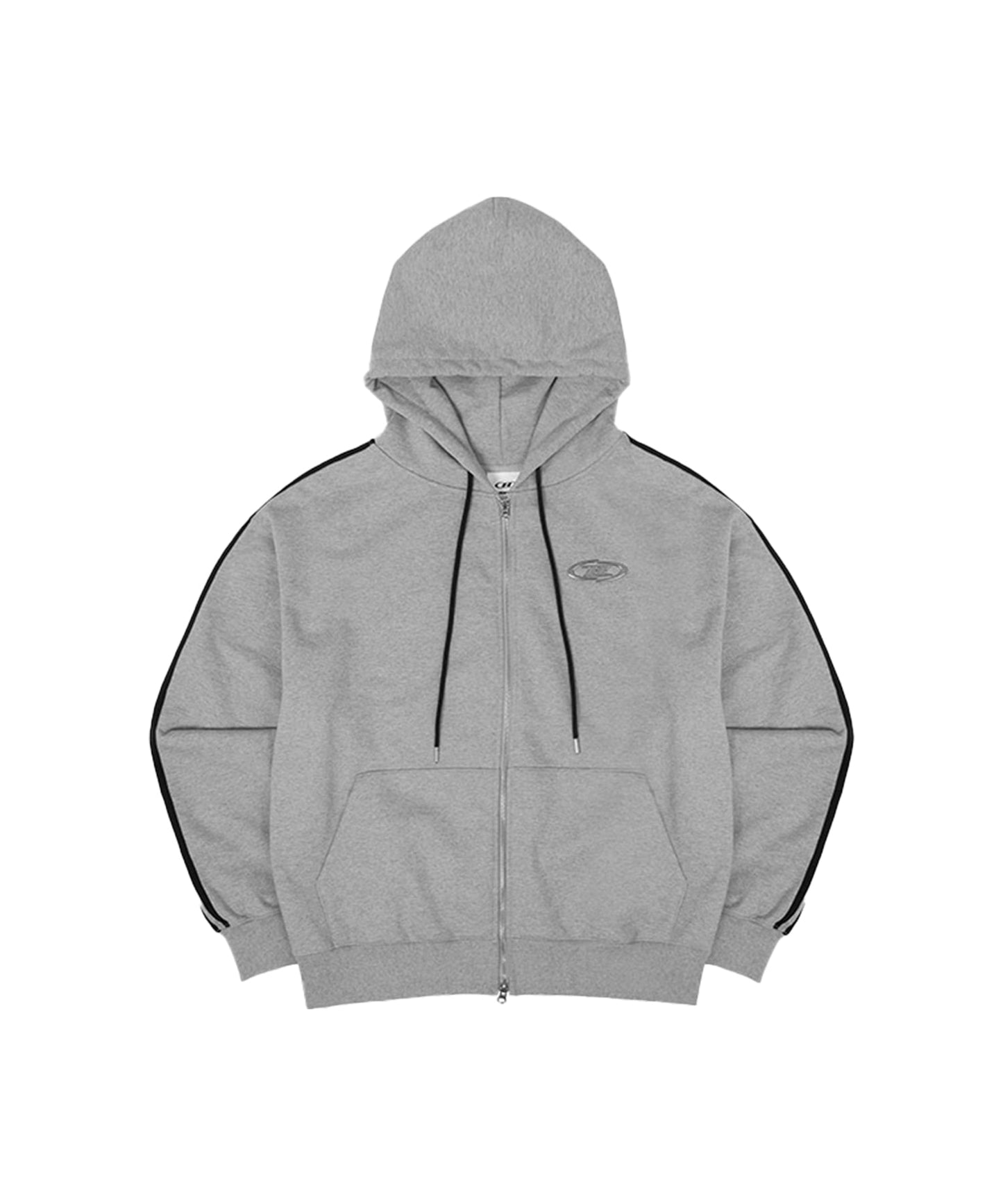 BIG CHROME B LOGO TRACK LINE ZIP-UP HOODIE [MELANGE GREY]