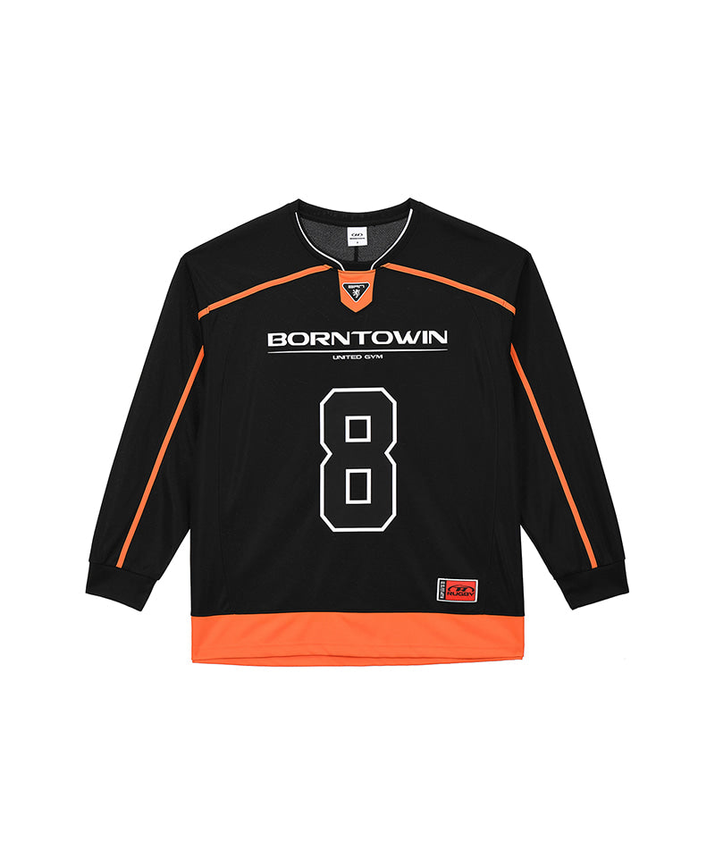LINE TAPING RUGBY LONG SLEEVE [BLACK]