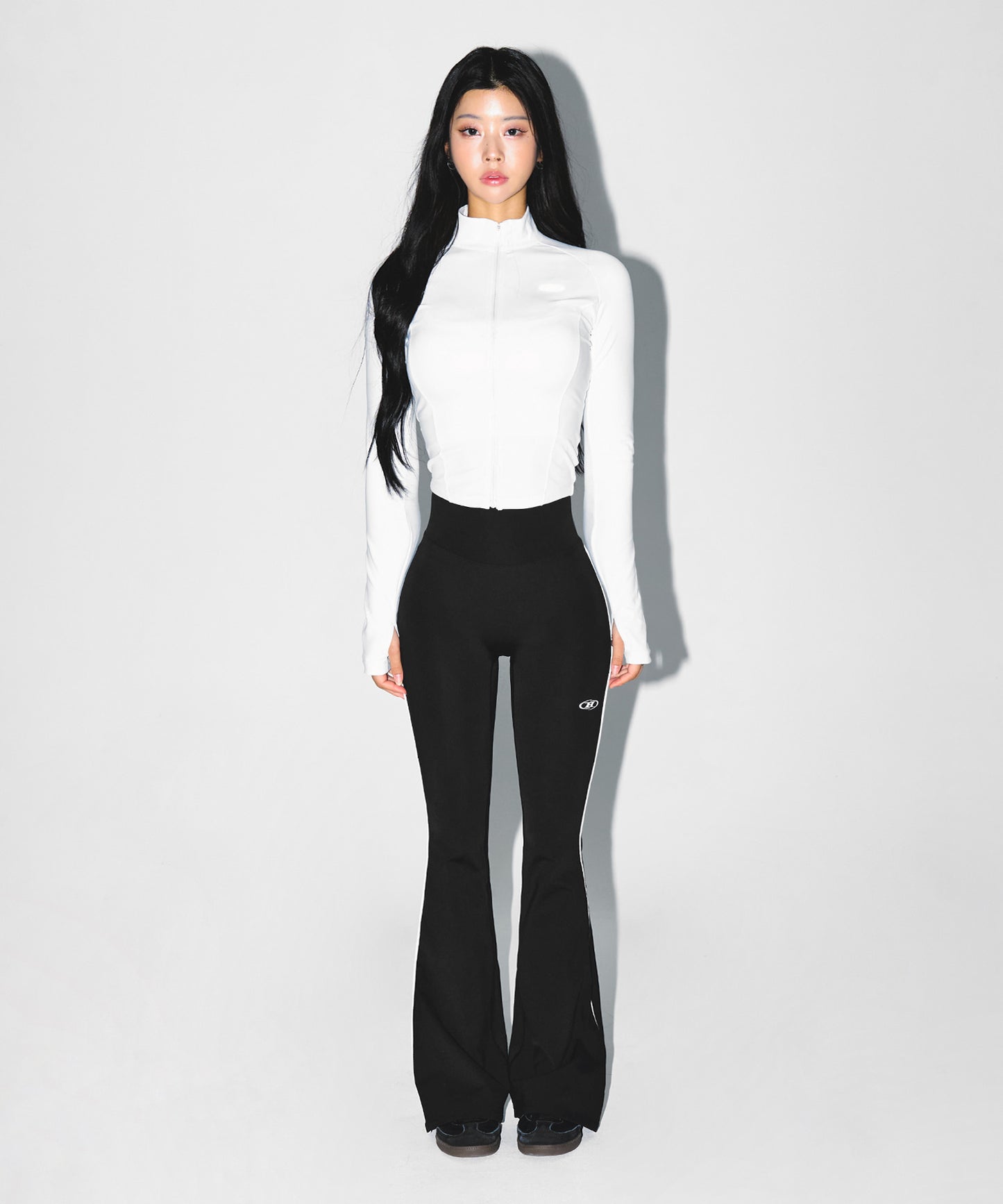 W PIPING FLEECE BOOTS CUT LEGGINGS [BLACK]