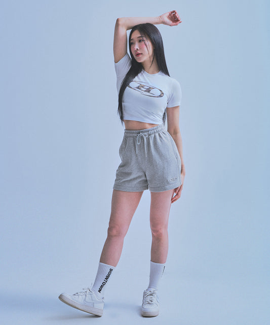 CHROME B HALF PANTS_SHORT VER [MELANGE GREY]