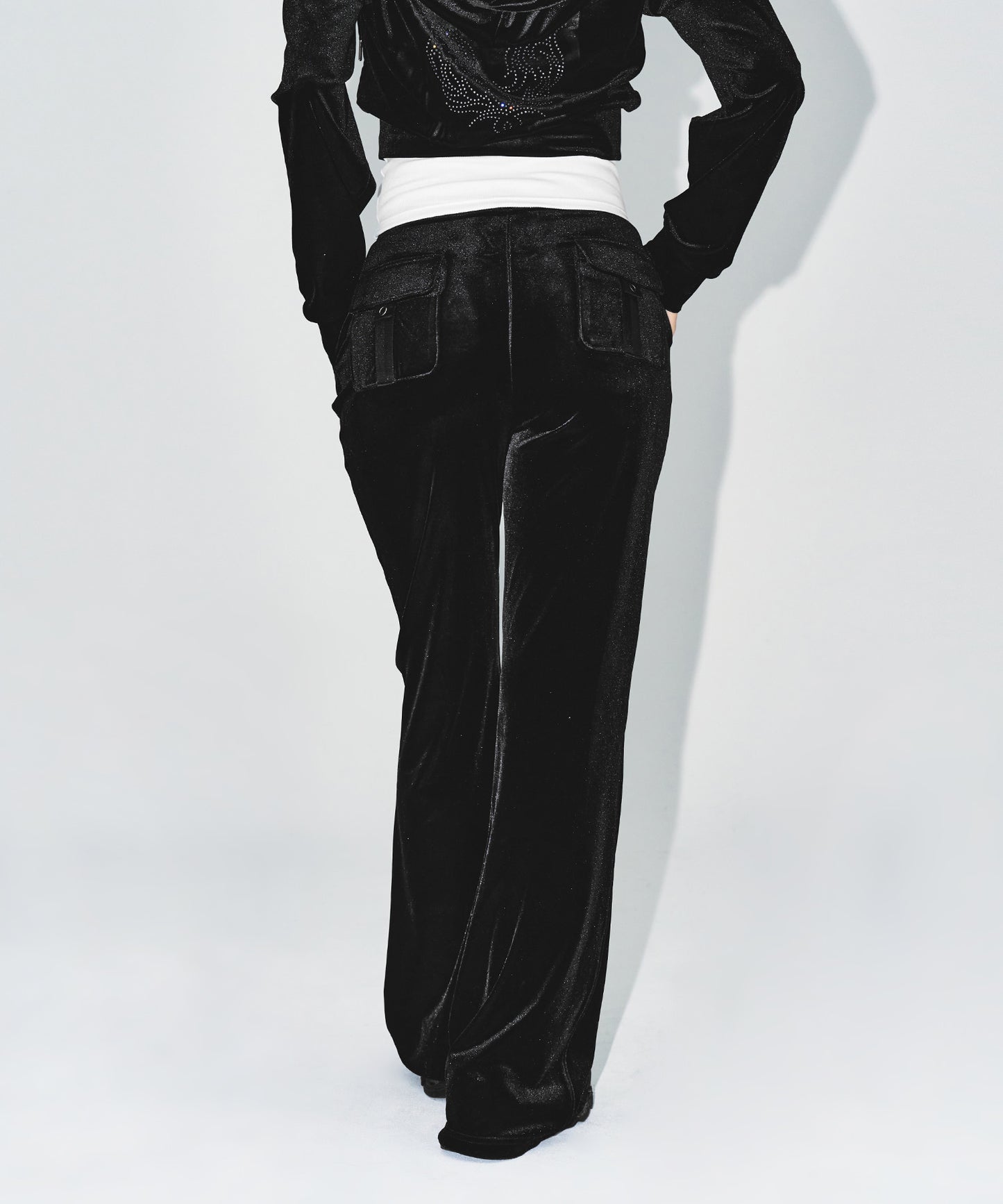 W DOUBLE B VELVET BOOTS CUT PANTS [BLACK]
