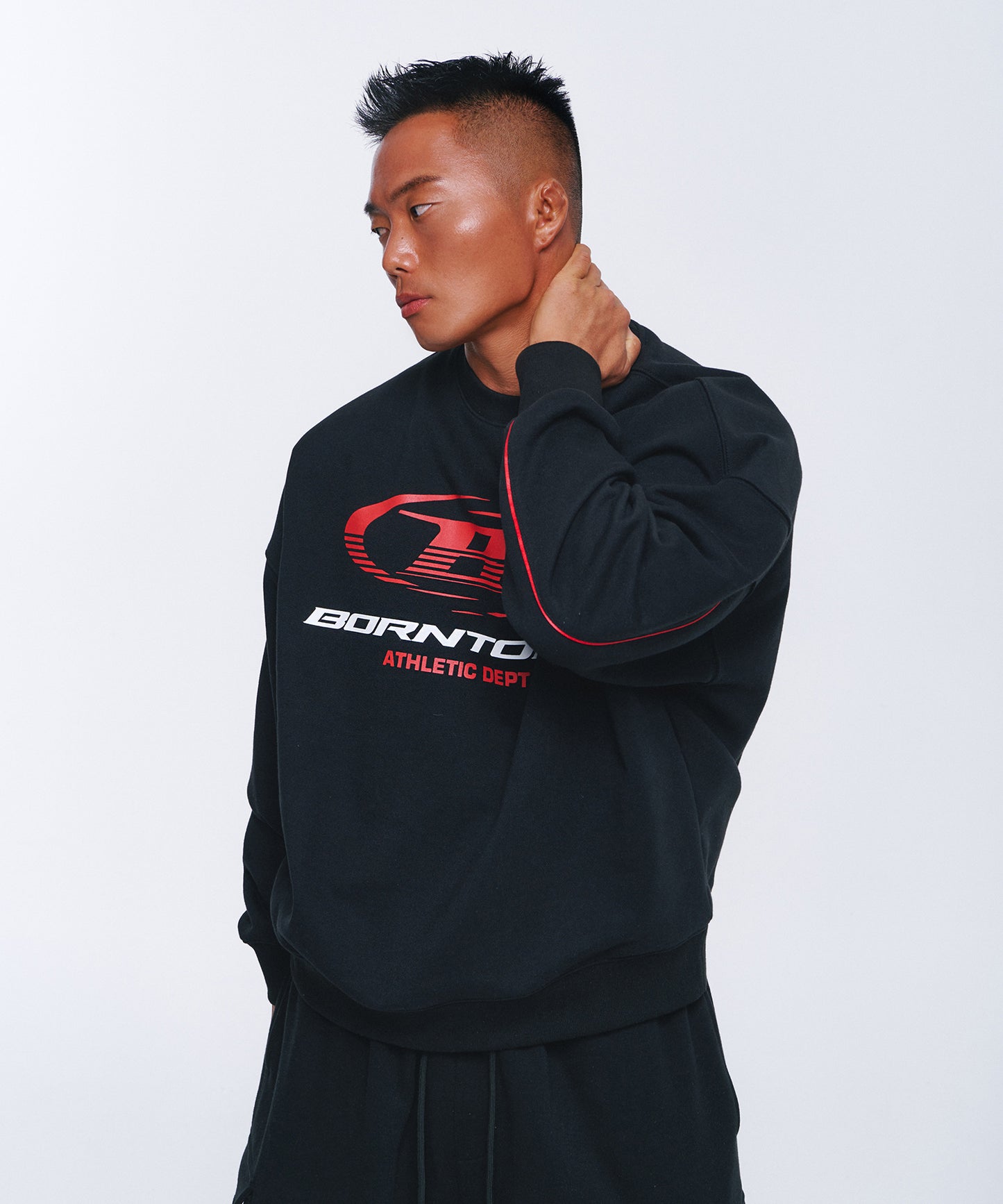 B SYMBOL RED LINE SWEATSHIRTS [BLACK]