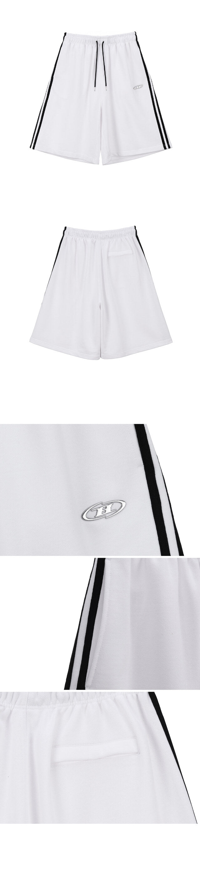 CHROME B TRACK LINE BERMUDA PANTS [WHITE]