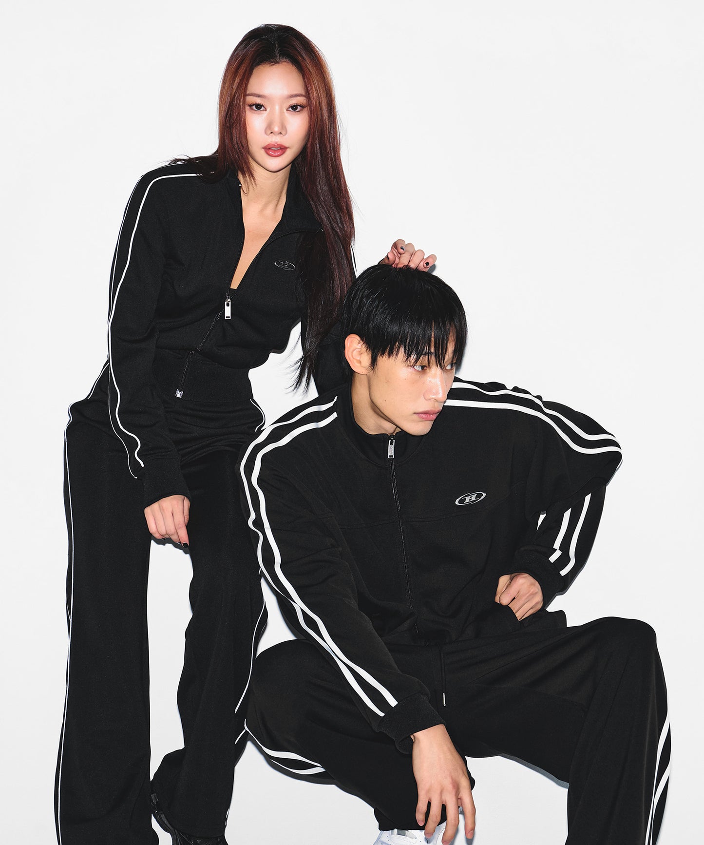 W PIPING LINE ZIP UP JACKET [BLACK]