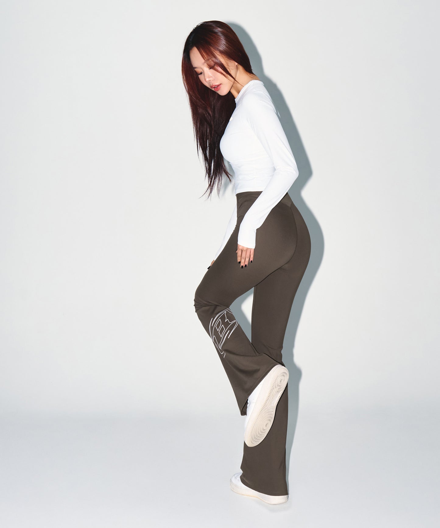 W STROKE B FLEECE BOOTS CUT LEGGINGS [BROWN]