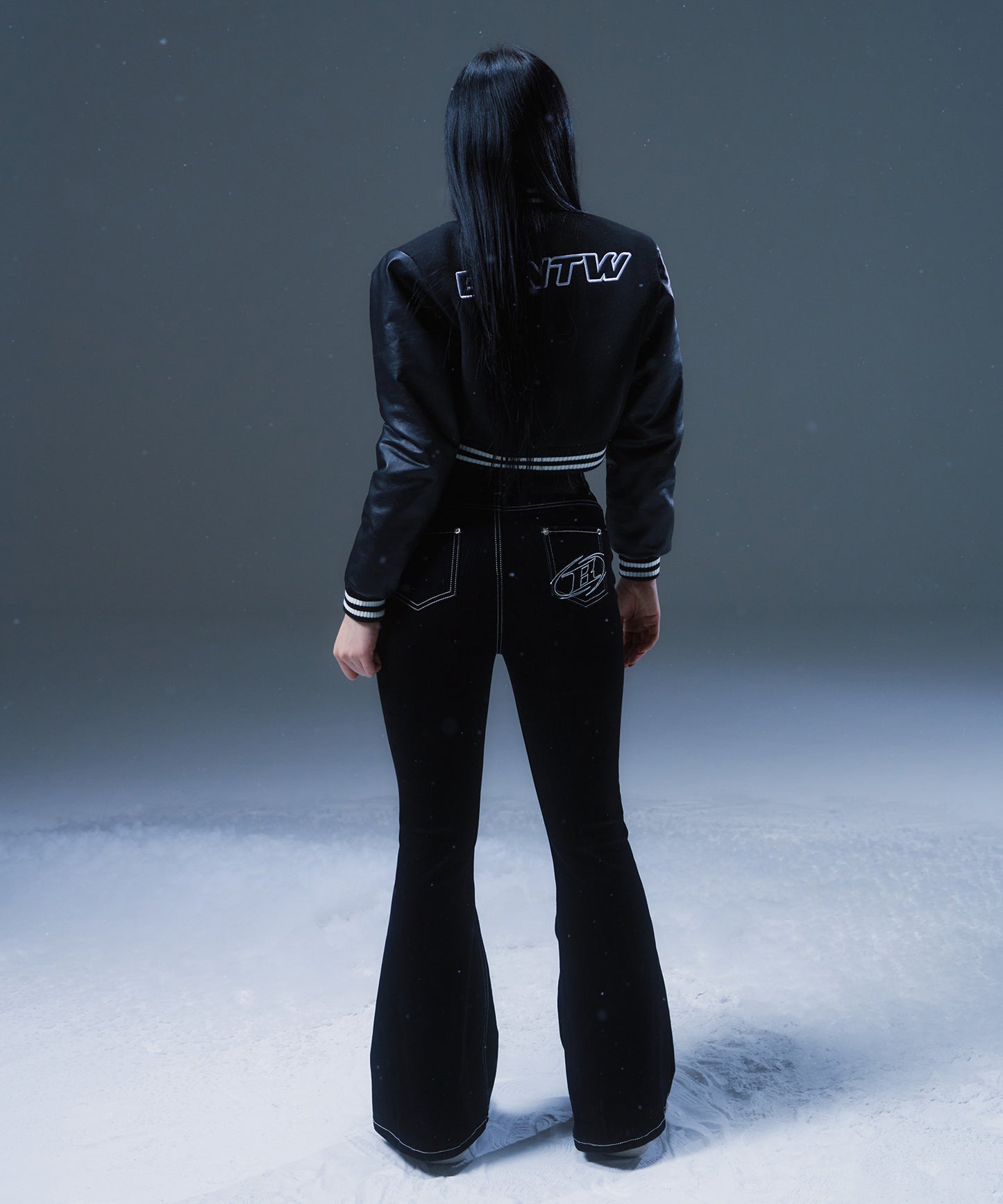 VARSITY QUILTING CROP JACKET [BLACK]