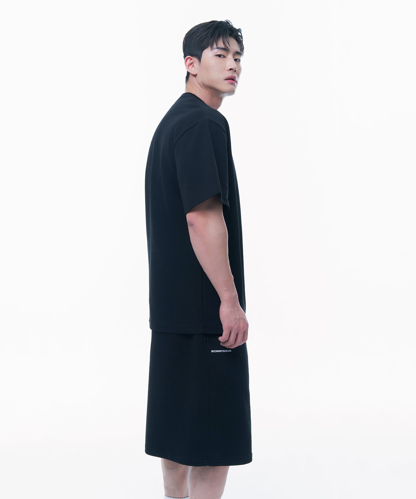 STROKE B HALF PANTS_LONG VER [BLACK]