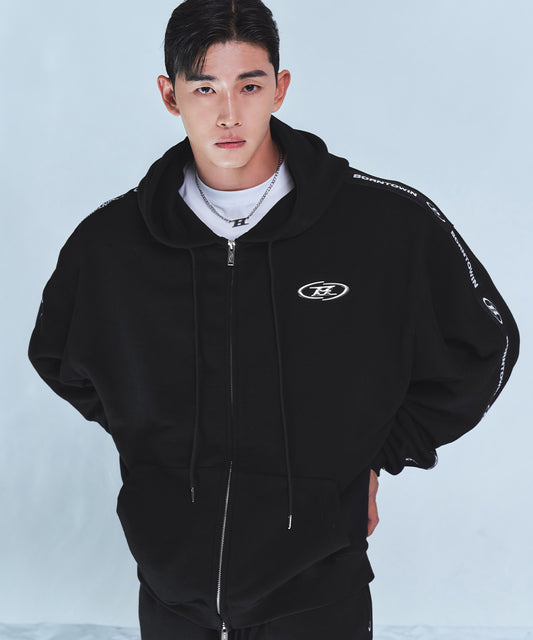 BIG CHROME B BLACK LINE ZIP-UP HOODIE [BLACK]