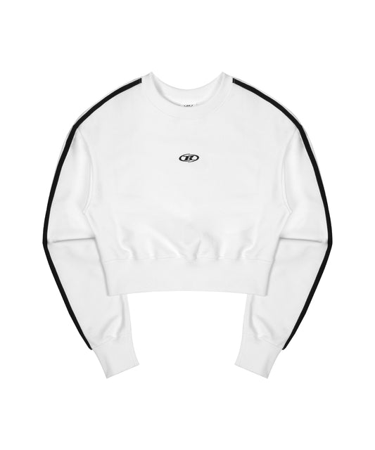 TRACK LINE B LOGO CROP SWEATSHIRTS [IVORY]