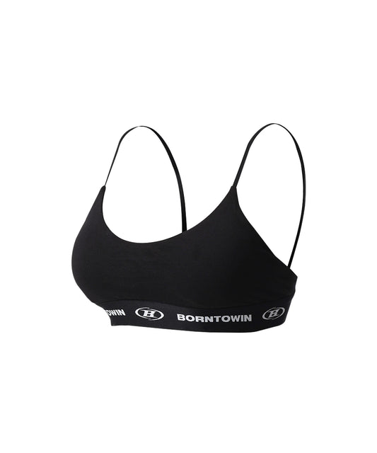 BORNTOWIN LOGO BAND BRA TOP [BLACK]