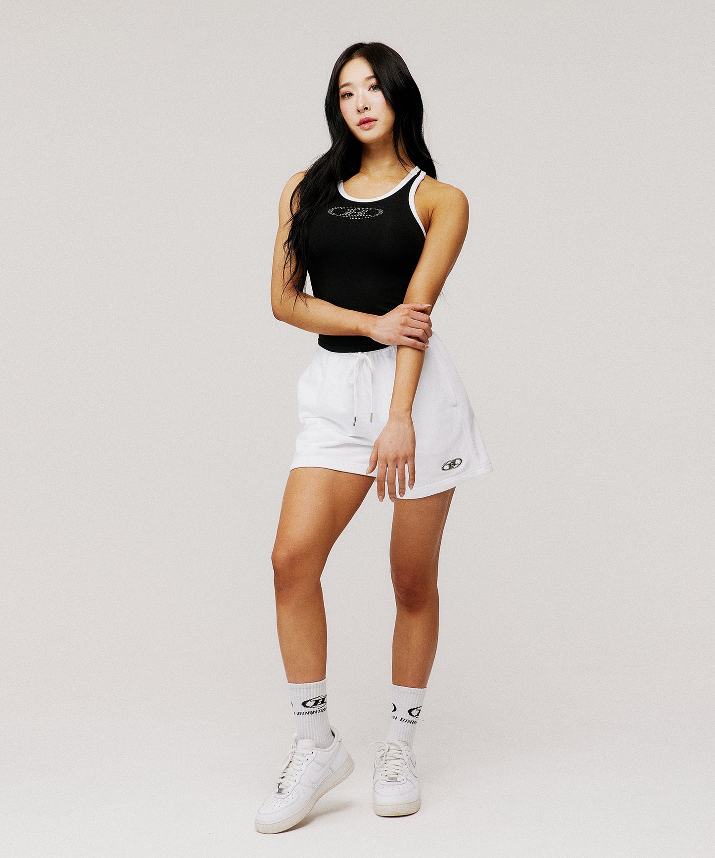 IN STOCK* W SPARKLING B RACER BACK TOP [BLACK]