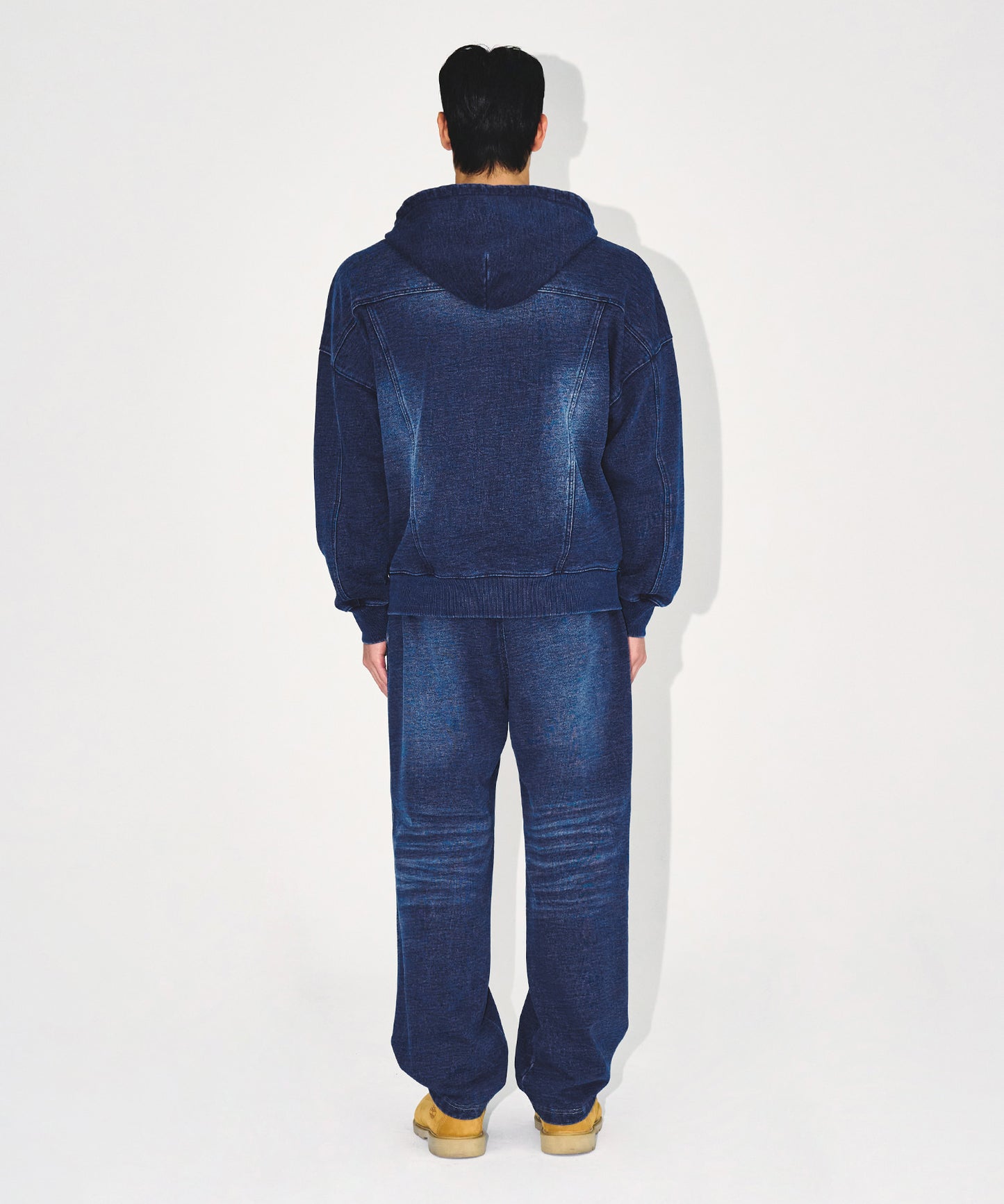 DENIM LIKE HOODIE ZIP-UP [MID DENIM]