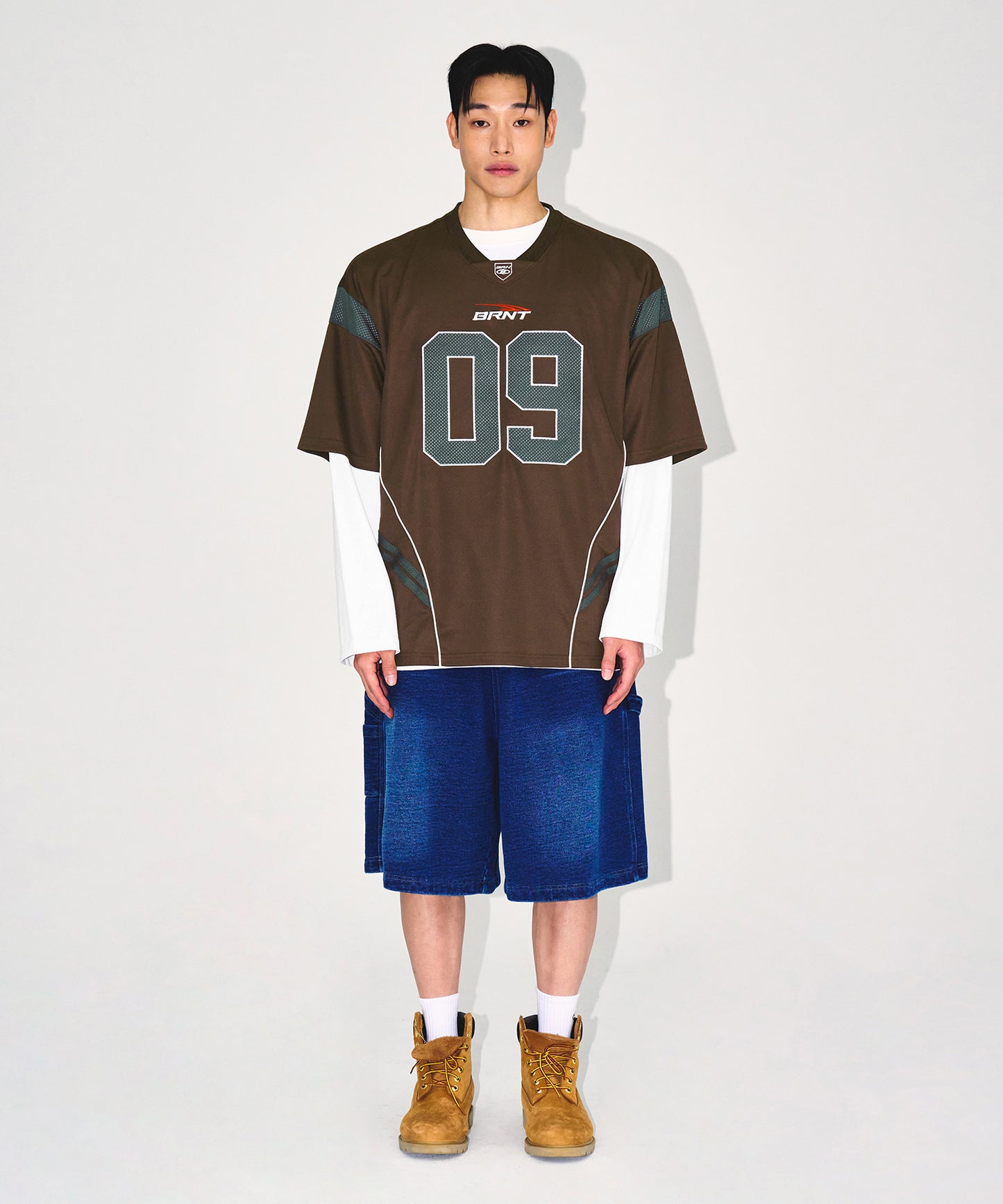 09 APPLIQUE RUGBY JERSEY T-SHIRTS [BROWN]