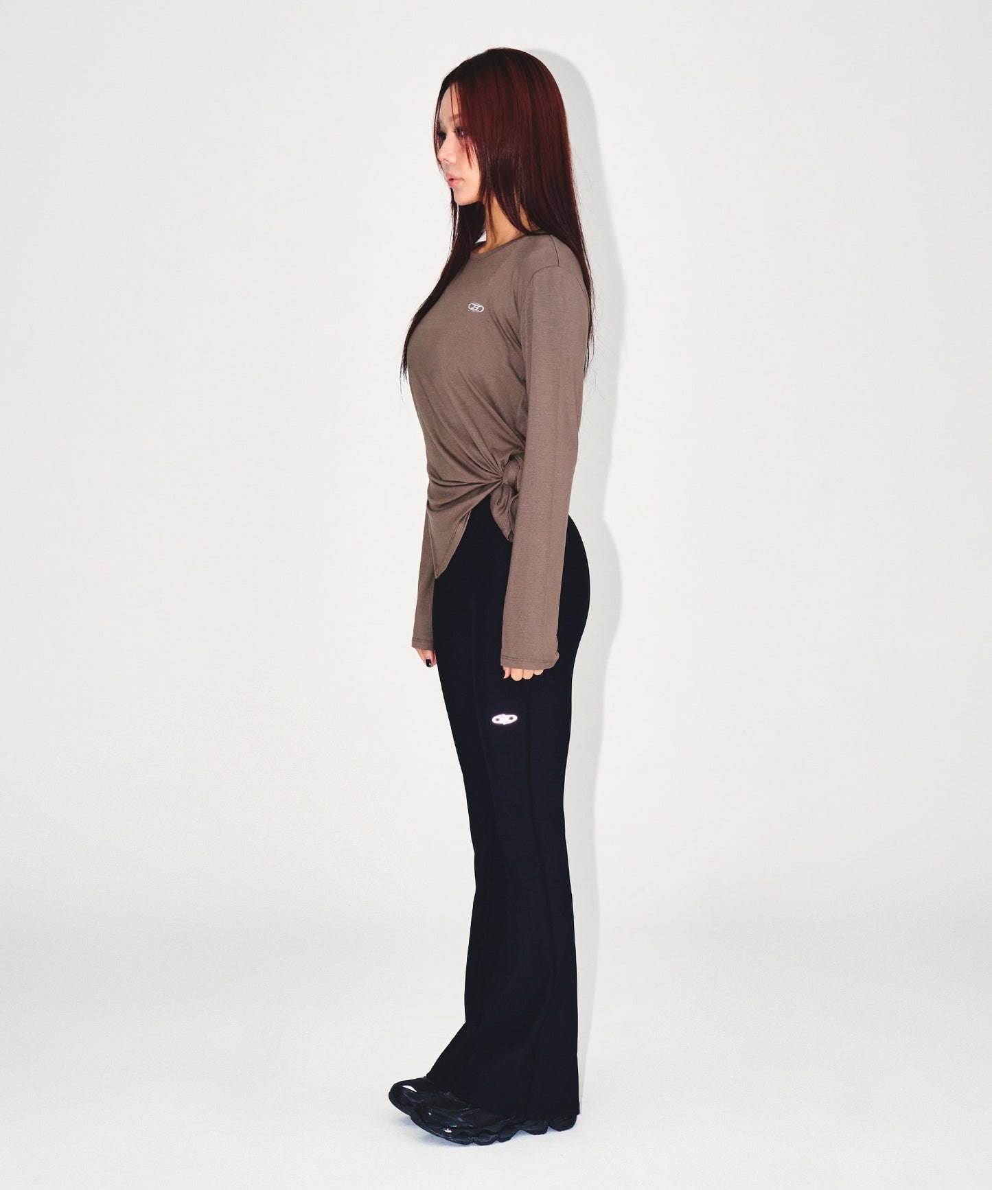 W MODAL TIE LONG SLEEVE [BROWN]