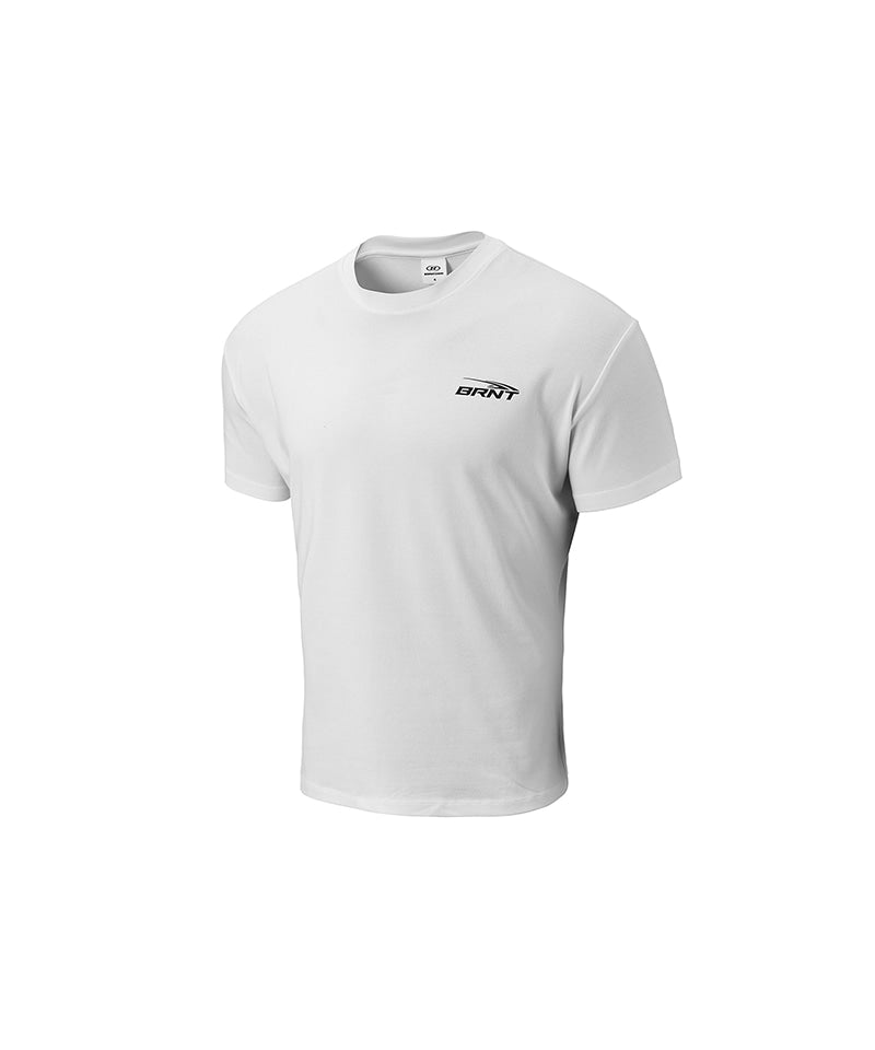 BRNT BACK LOGO MUSCLE FIT T-SHIRTS [WHITE]