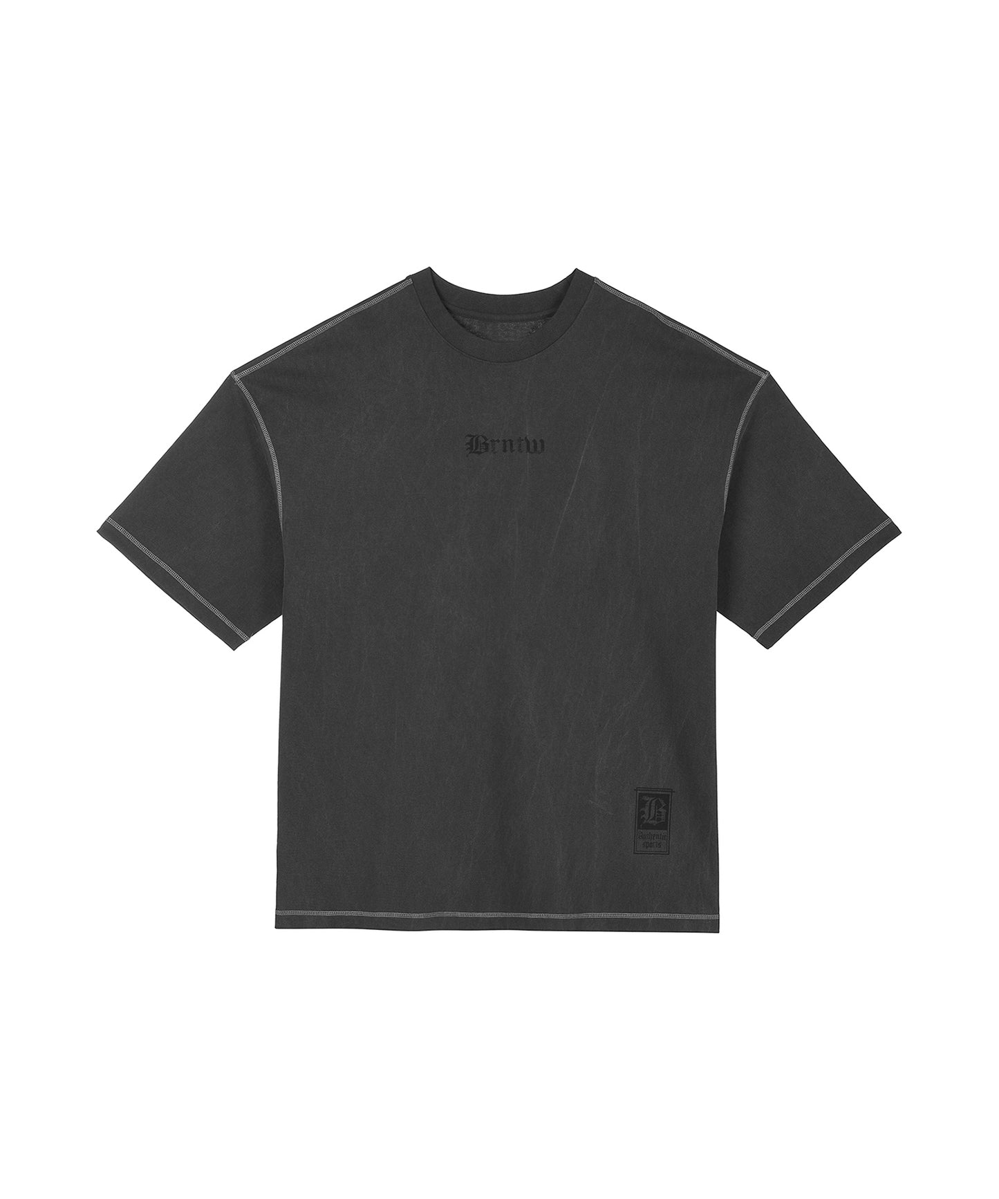 PIGMENT CRACK LETTER EXTRA FIT T-SHIRTS [BLACK]