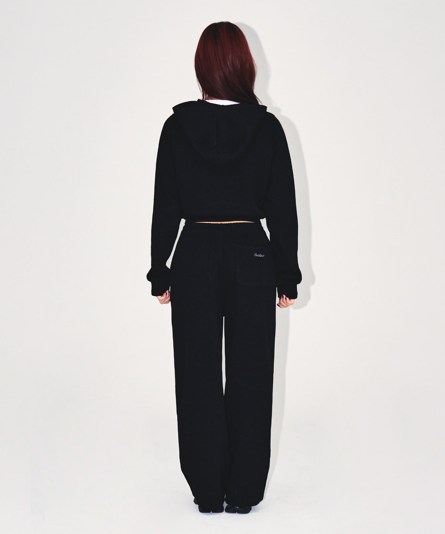 W KNIT LIKE SEMI WIDE PANTS [BLACK]