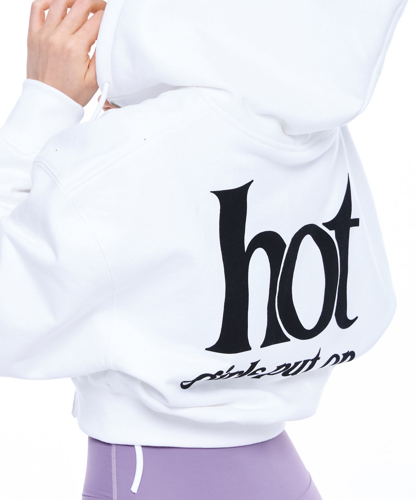 HOT CHROME B LOGO CROP ZIP-UP HOODIE [IVORY]