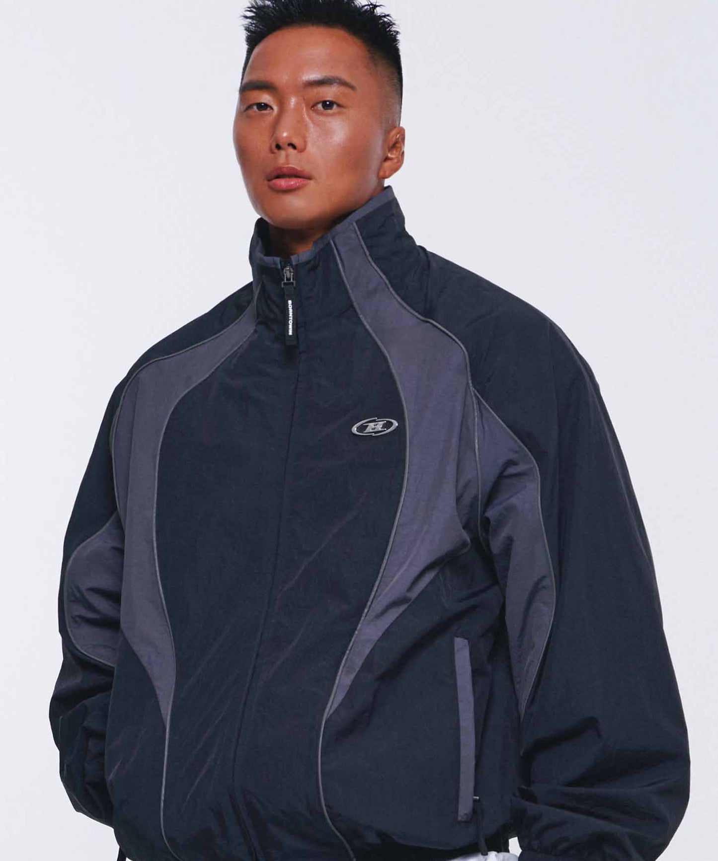 NYLON BLOCK JACKET [BLACK]