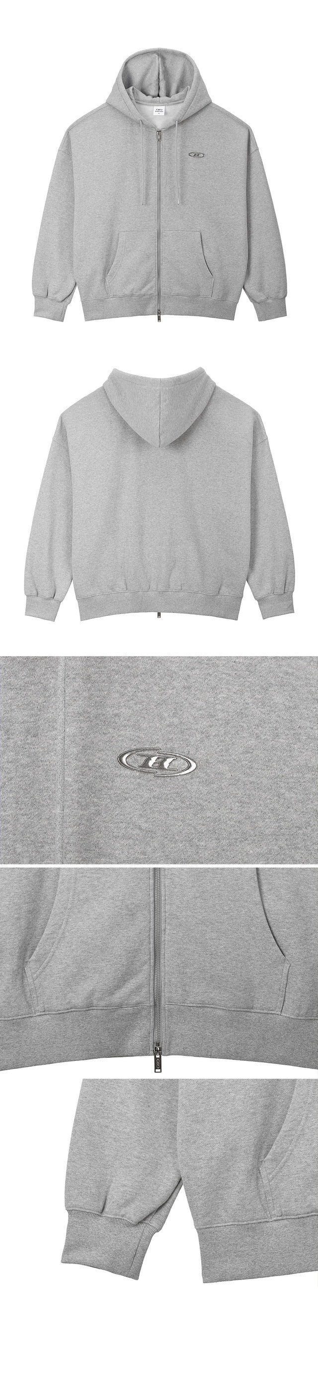 CHROME B FLEECE HOODIE ZIP-UP [MELANGE GREY]