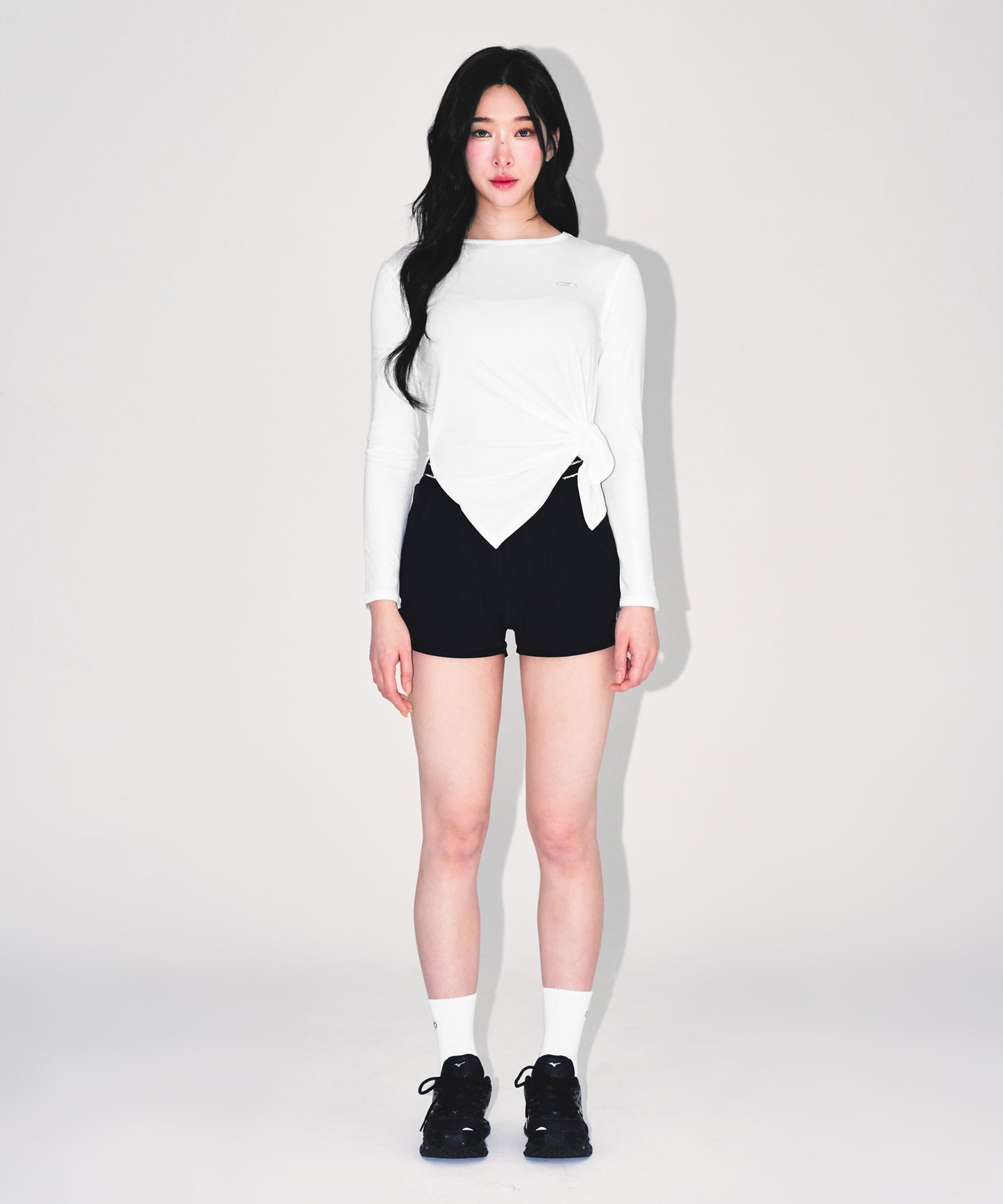 W MODAL TIE LONG SLEEVE [WHITE]
