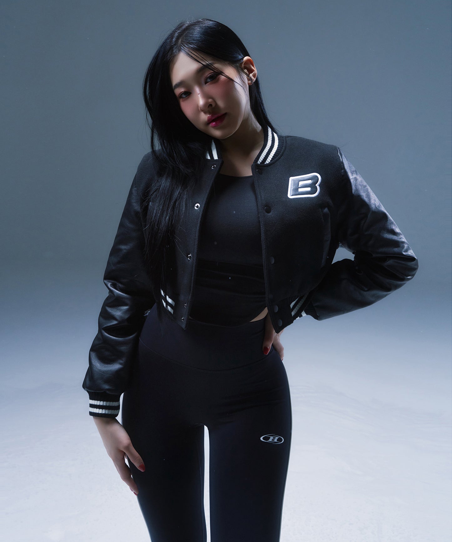 VARSITY QUILTING CROP JACKET [BLACK]