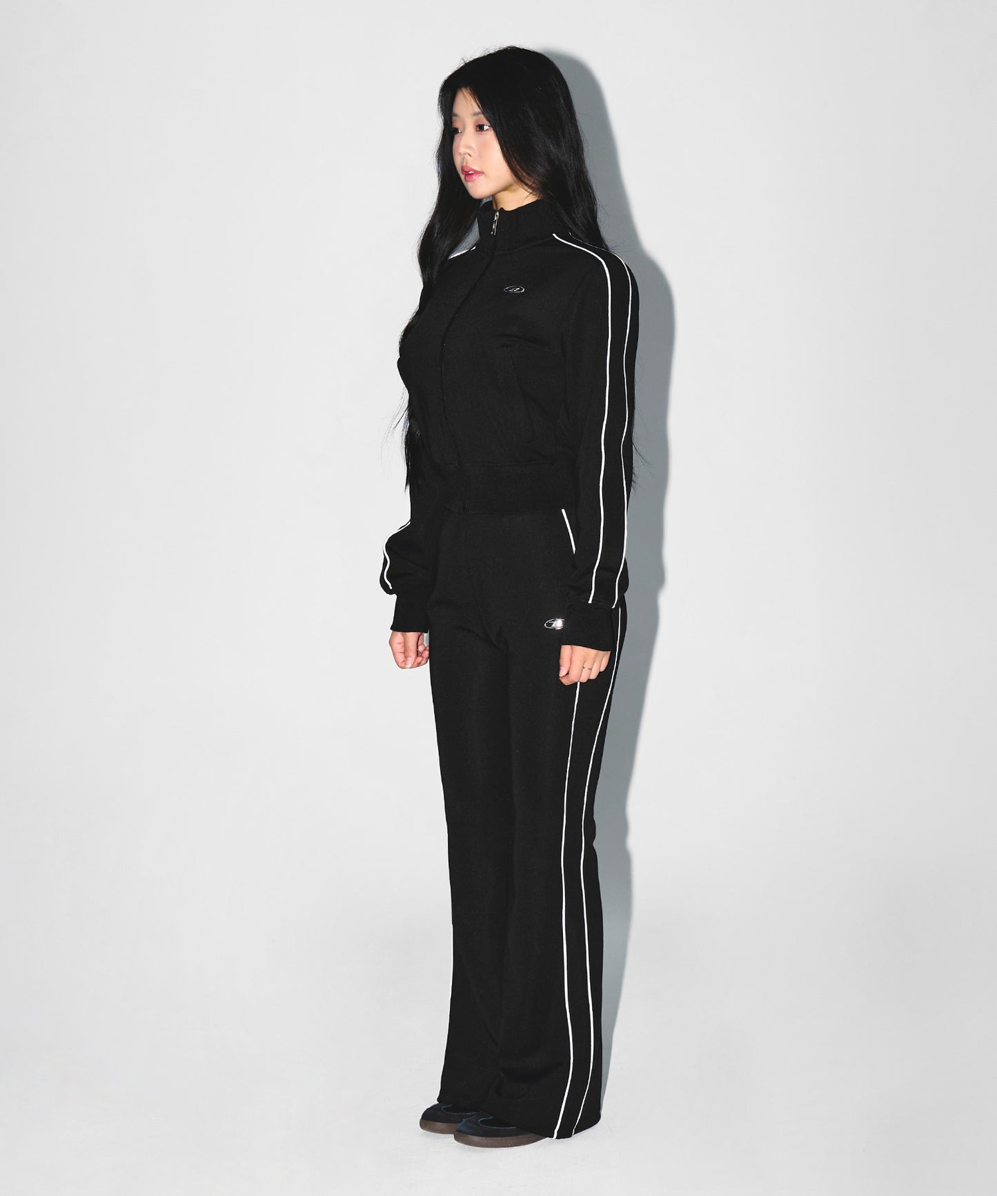 W PIPING LINE ZIP UP JACKET [BLACK]