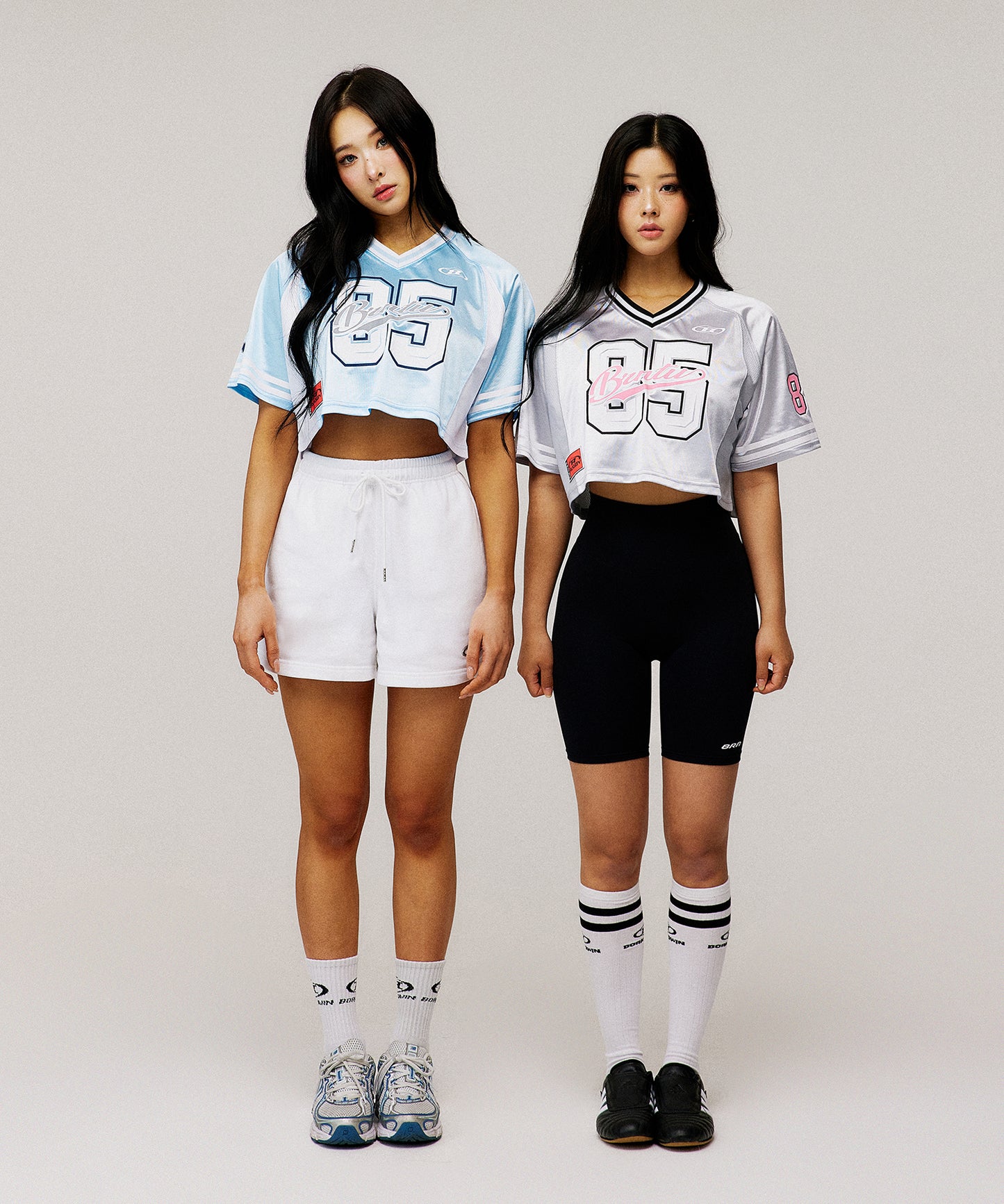 W RUGBY JERSEY CROP T-SHIRTS [SILVER]