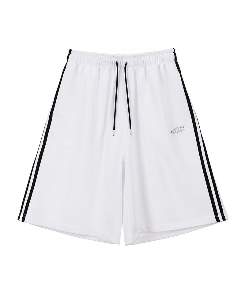 CHROME B TRACK LINE BERMUDA PANTS [WHITE]