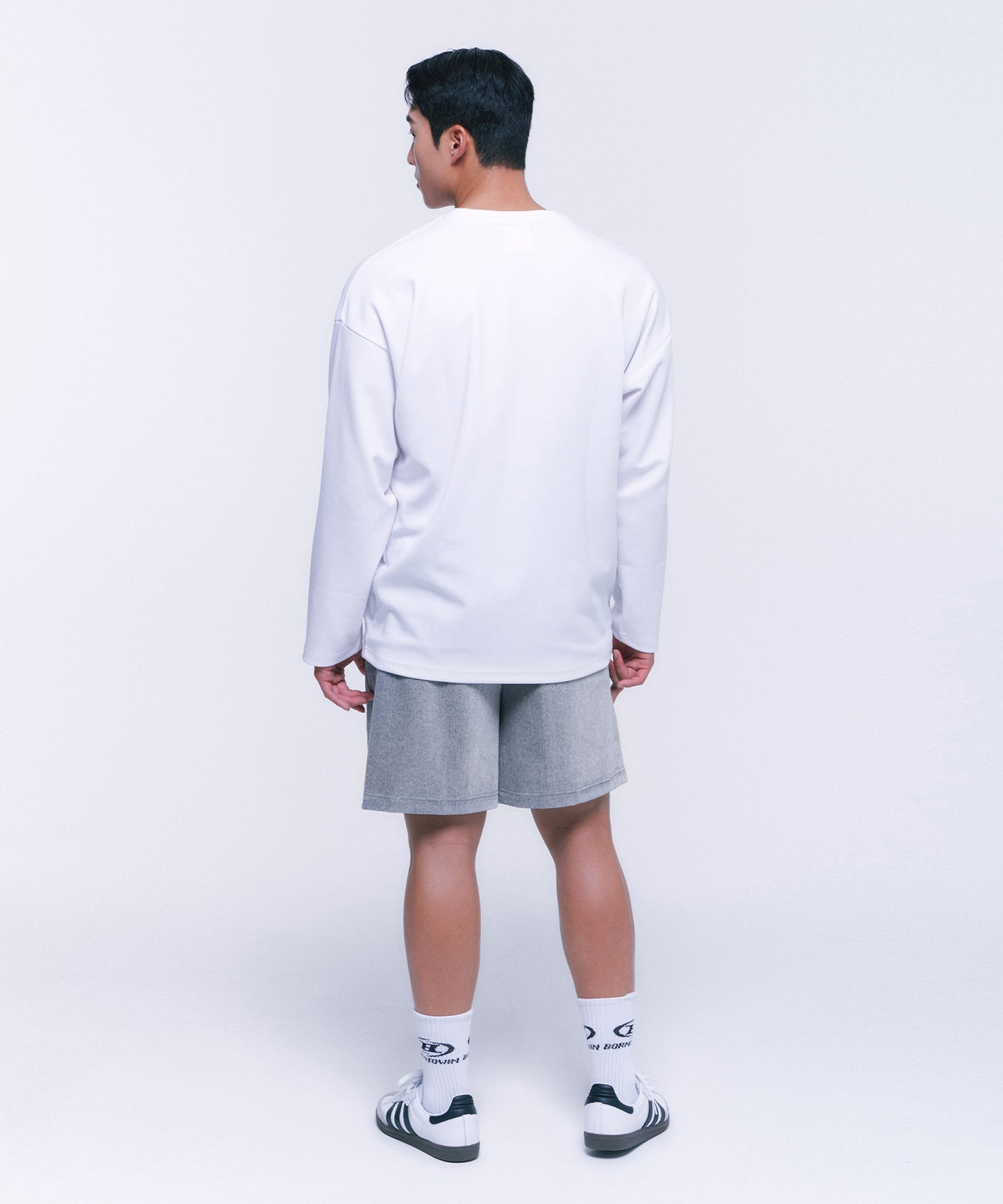 B CHROME VELOUR HALF PANTS [MELANGE GREY]