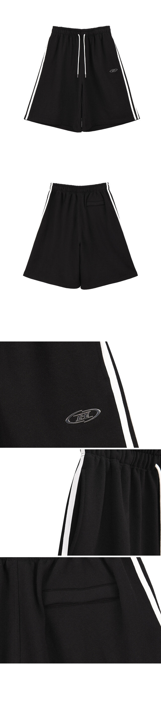 CHROME B TRACK LINE BERMUDA PANTS [BLACK]