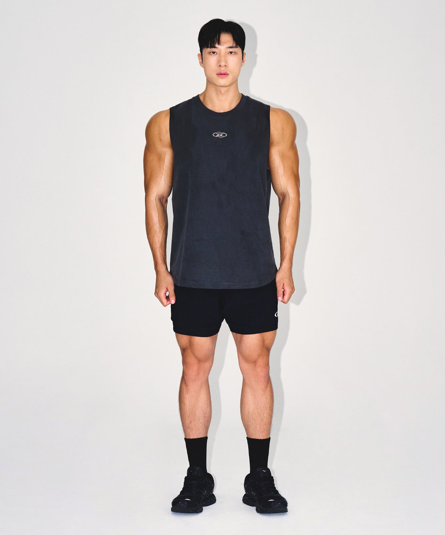 SILVER B PIGMENT DYING SLEEVELESS [CHARCOAL]