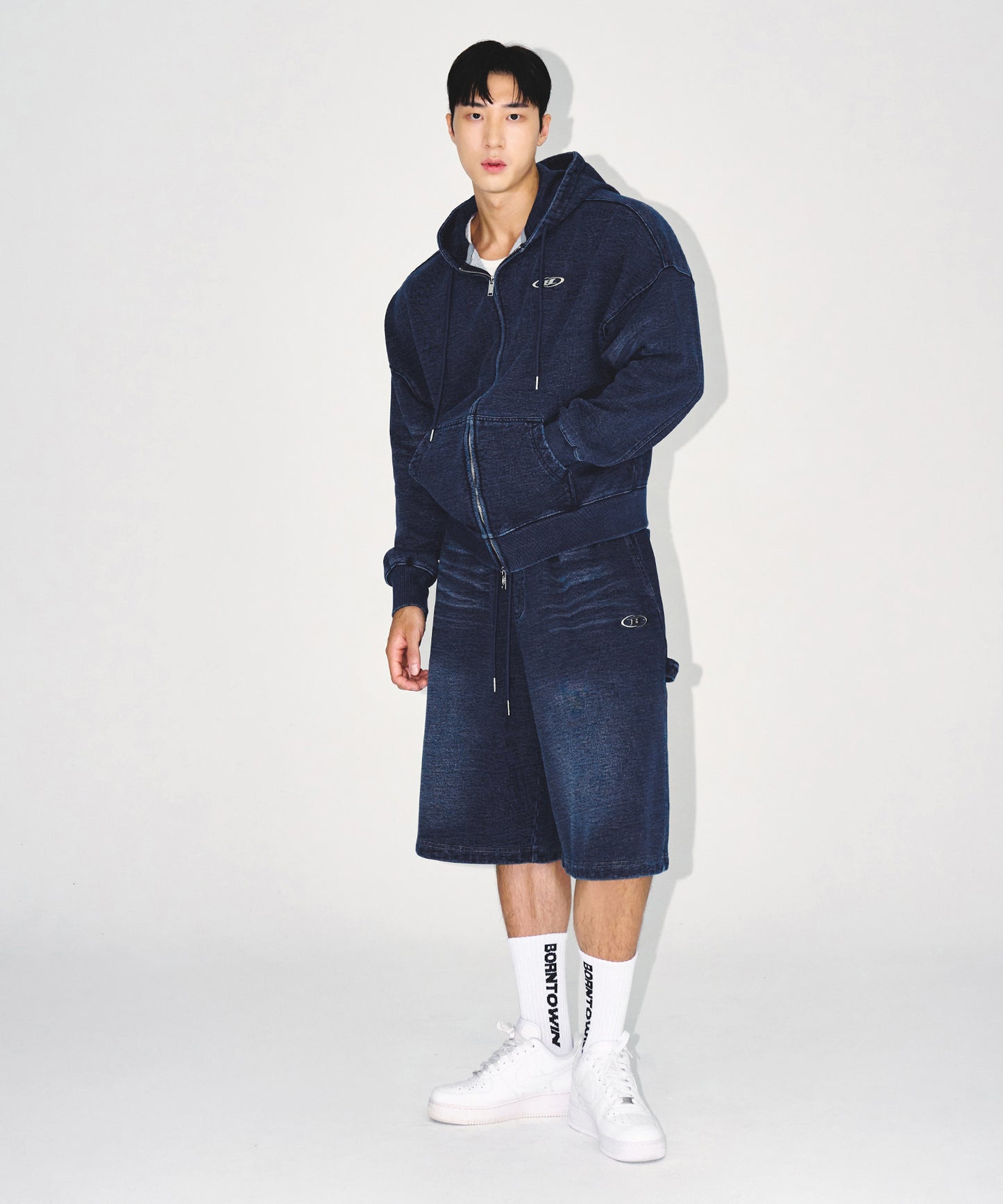 DENIM LIKE CARPENTER BERMUDA PANTS [MID DENIM]