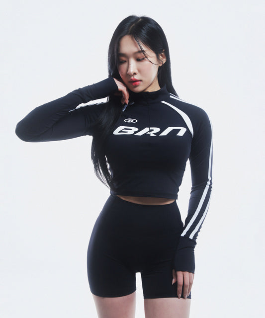 BRN SLIM HALF ZIP-UP LONGSLEEVE [BLACK]