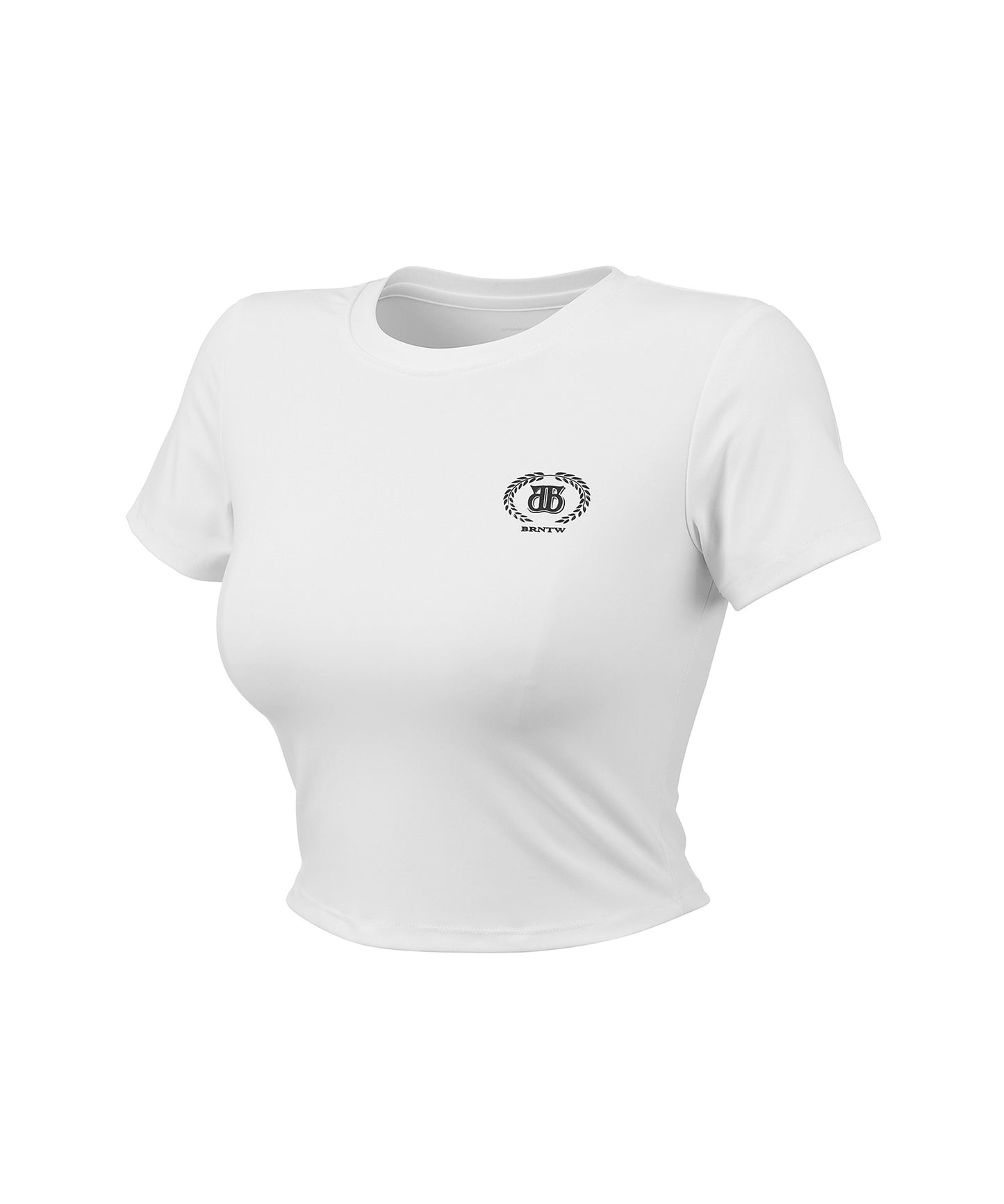 IN STOCK* W QUICK DRY EMBLEM SEMI CROP T-SHIRTS [WHITE]