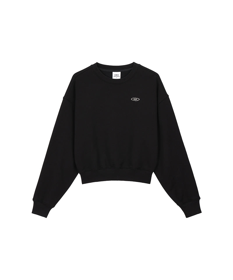 W SILVER B CROP SWEATSHIRTS [BLACK]