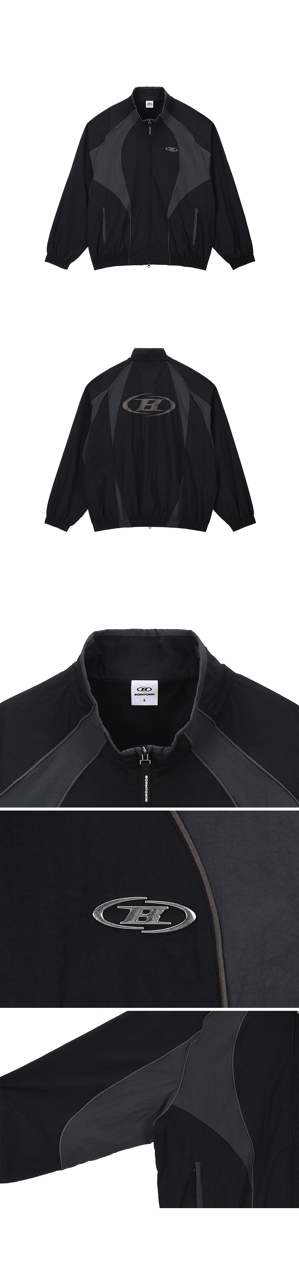 NYLON BLOCK JACKET [BLACK]