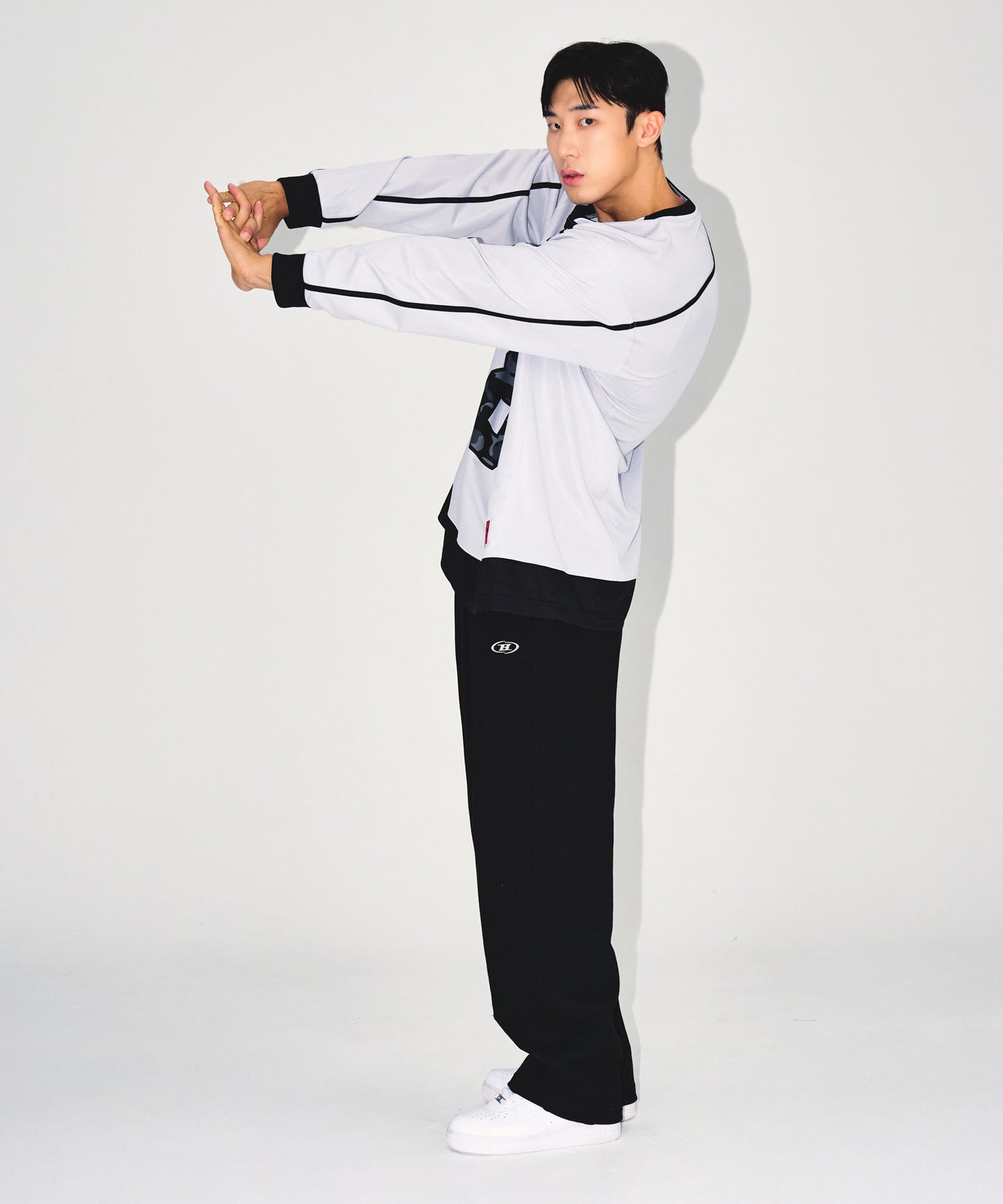 LINE TAPING RUGBY LONG SLEEVE [SILVER]