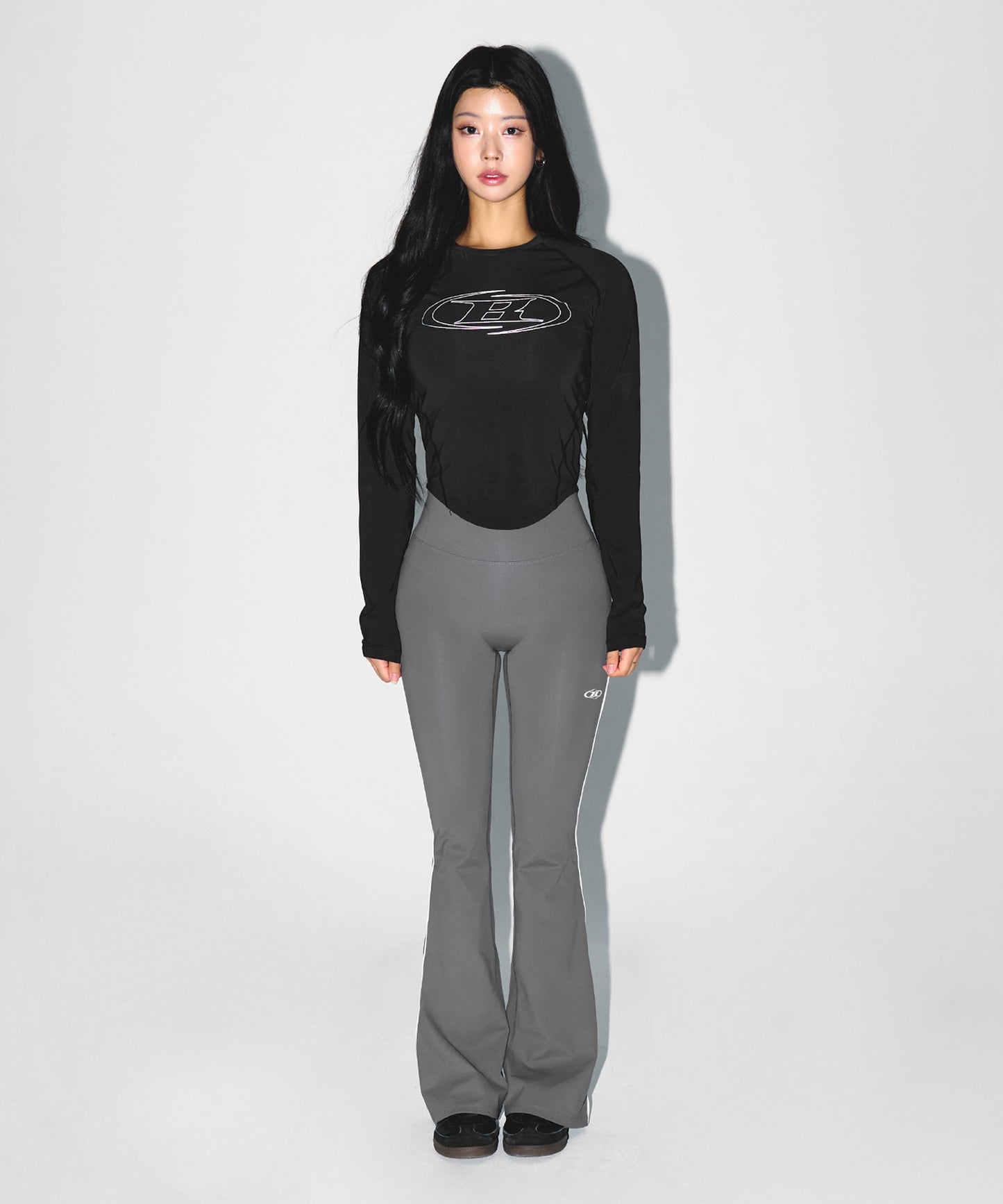 W PIPING FLEECE BOOTS CUT LEGGINGS [CHARCOAL]