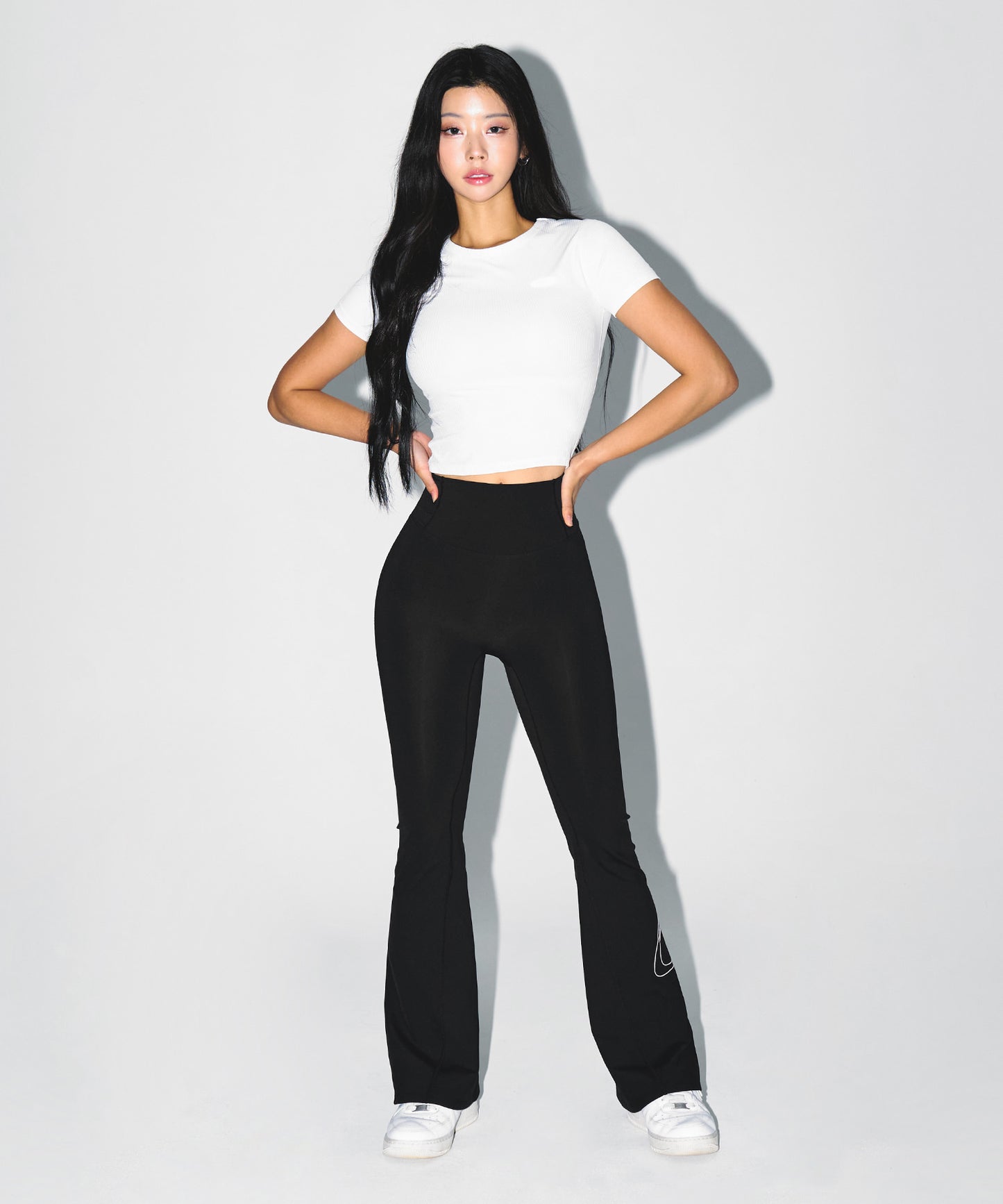 W STROKE B FLEECE BOOTS CUT LEGGINGS [BLACK]