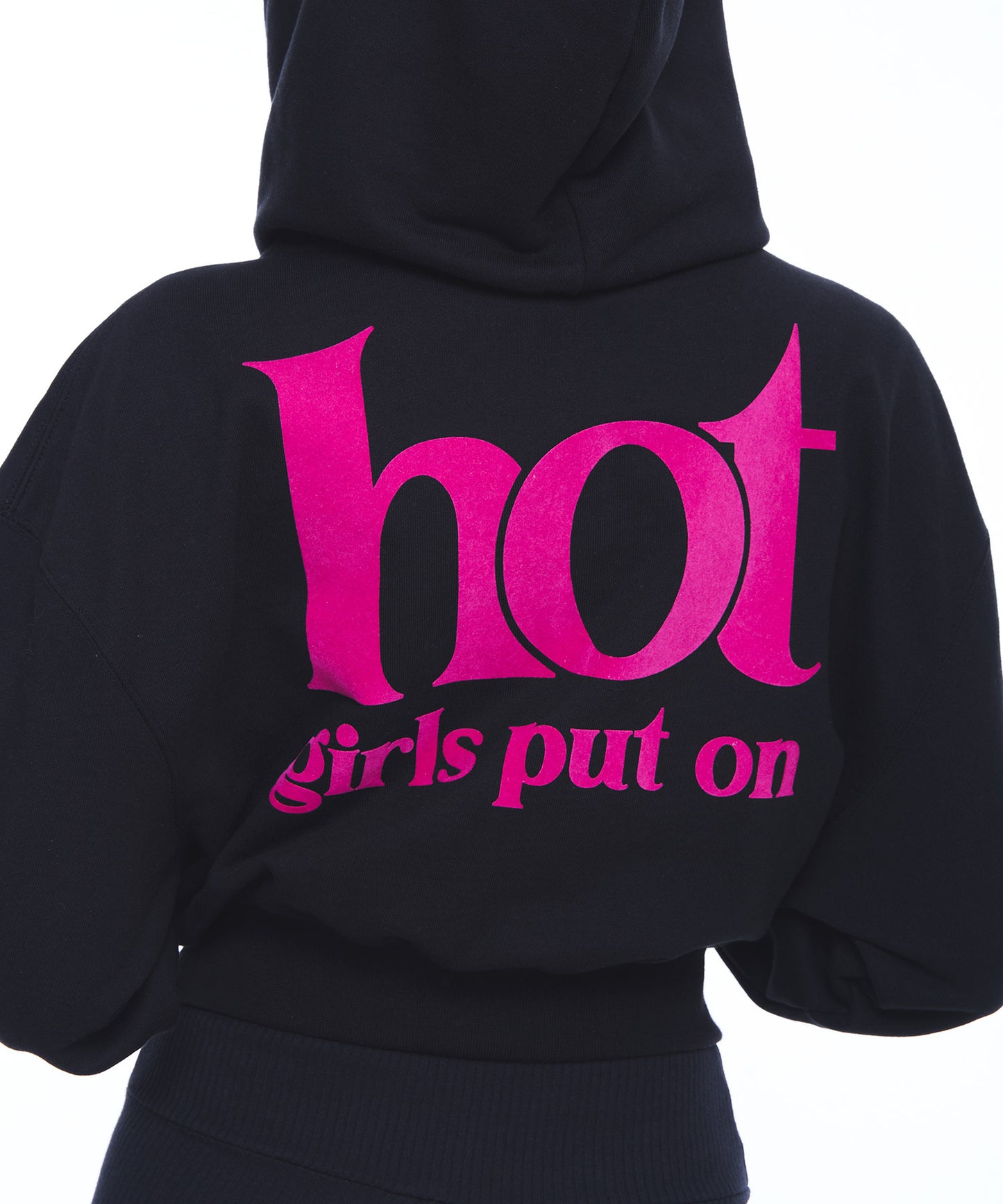 HOT CHROME B LOGO CROP ZIP-UP HOODIE [BLACK]