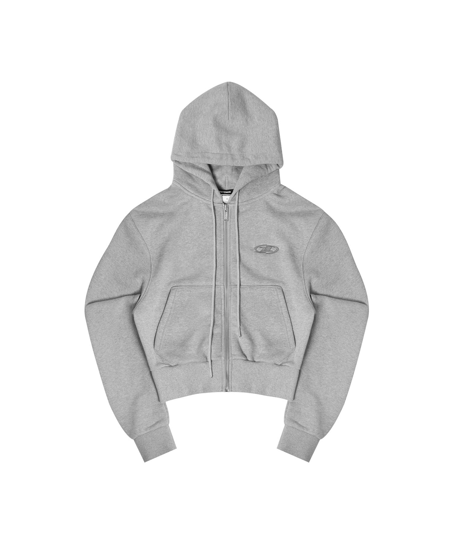 CHROME B CROP ZIP-UP HOODIE [MELANGE GREY]